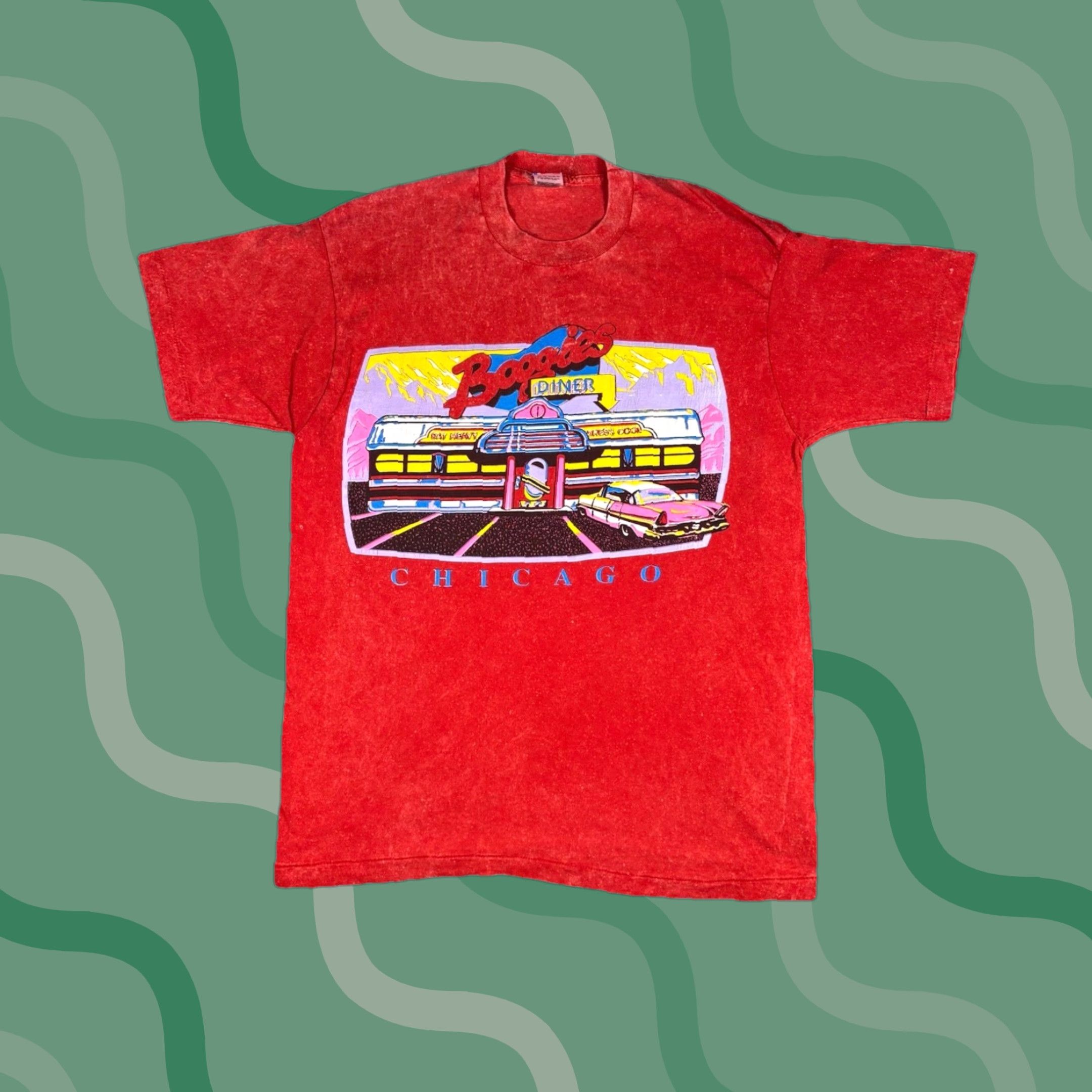 Fruit Of The Loom VINTAGE Boogies Diner Chicago T Shirt Promo Art Single Stitch Adult XL 90s Shirt Mens Red Cotton Graphic Print 90s Stitch Crew Neck Vintage Size US XL / EU 56 / 4 - 1 Thumbnail