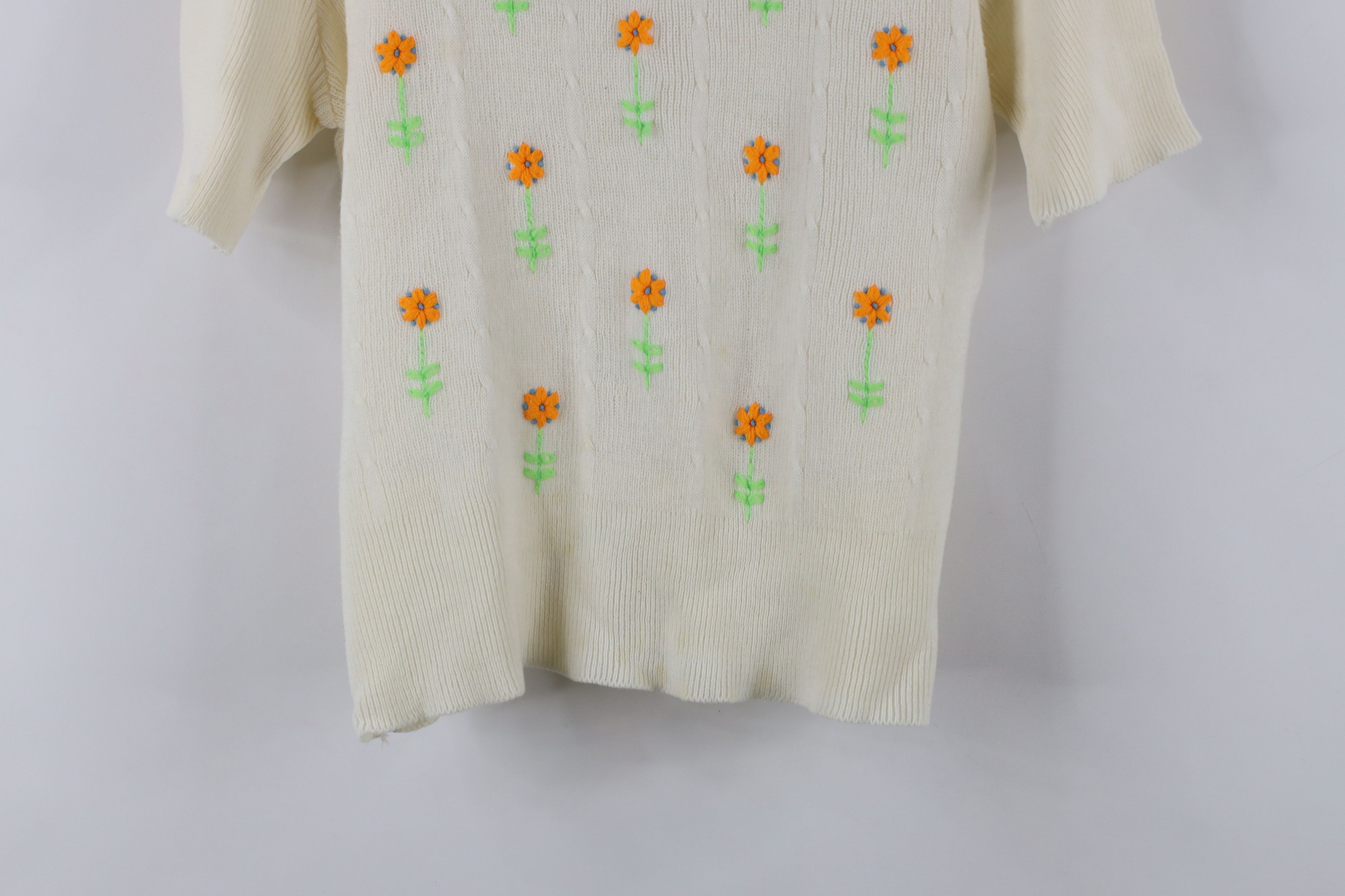 Vintage Vintage 70s Mid Century Modern MCM Embroidered Knit Sweater Size M / US 6-8 / IT 42-44 - 3 Thumbnail