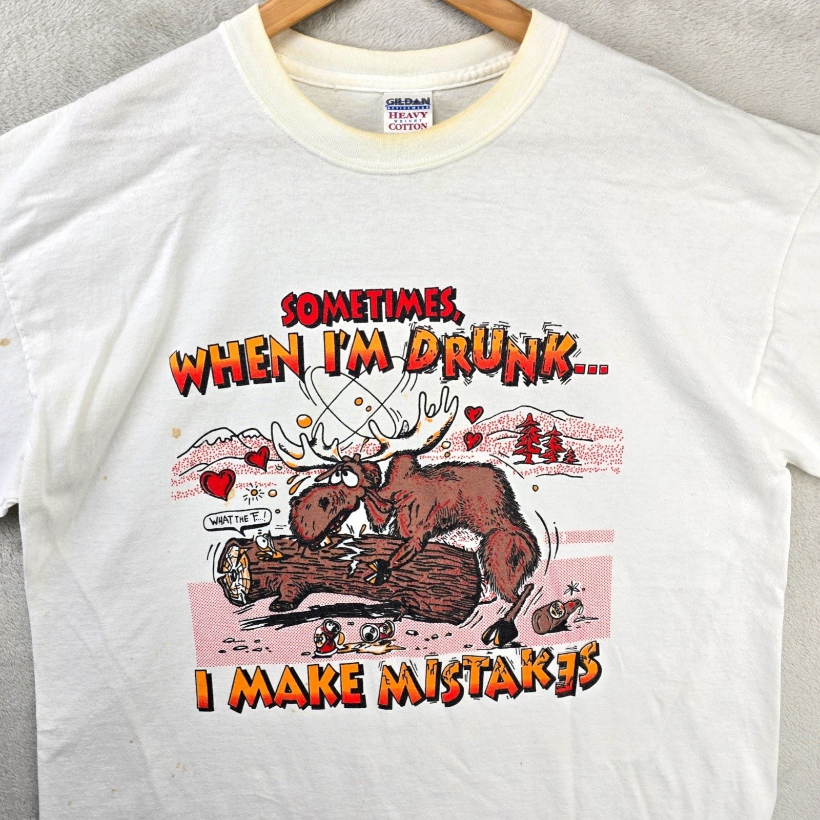 Gildan Vintage Moose Joke Shirt XL When I'm Drunk I Make Mistakes Size US XL / EU 56 / 4 - 1 Thumbnail