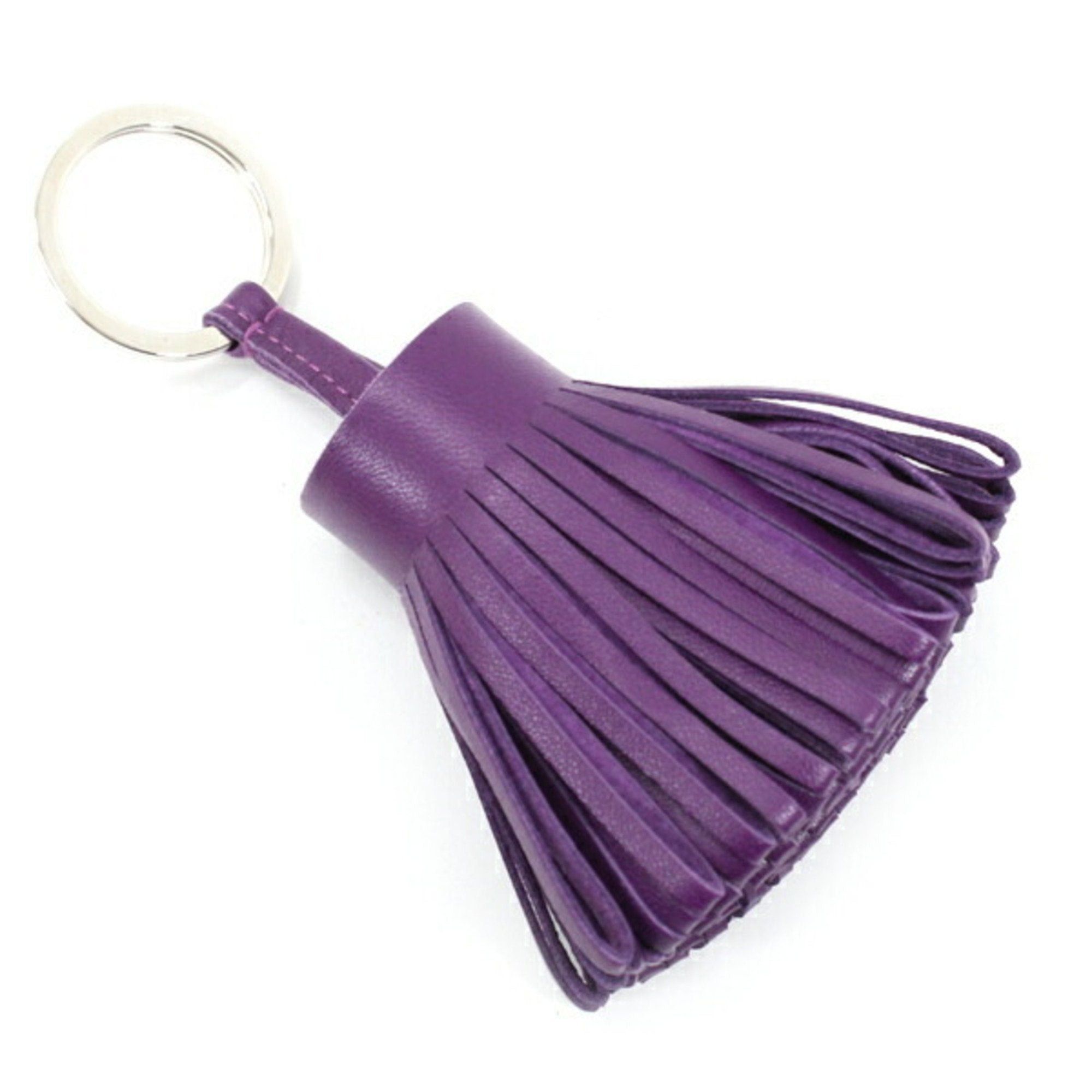 image of Hermes Key Holder Bag Charm Carmen Lambskin Violet Purple Ring Tassel Tk2244, Women's