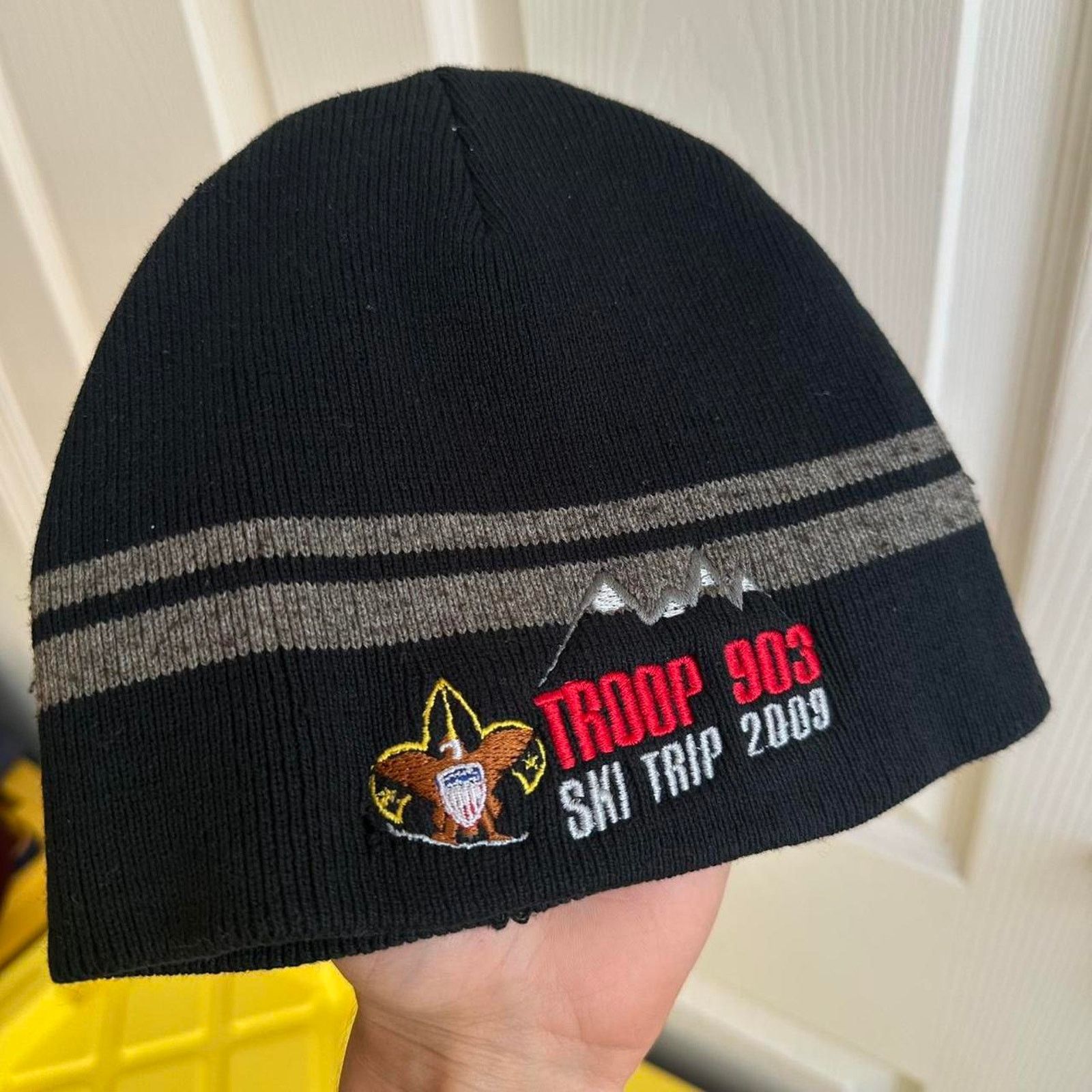Vintage Vintage Y2K Black Striped Boy Scout Skullcap Beanie Hat Cap Size ONE SIZE - 4 Thumbnail