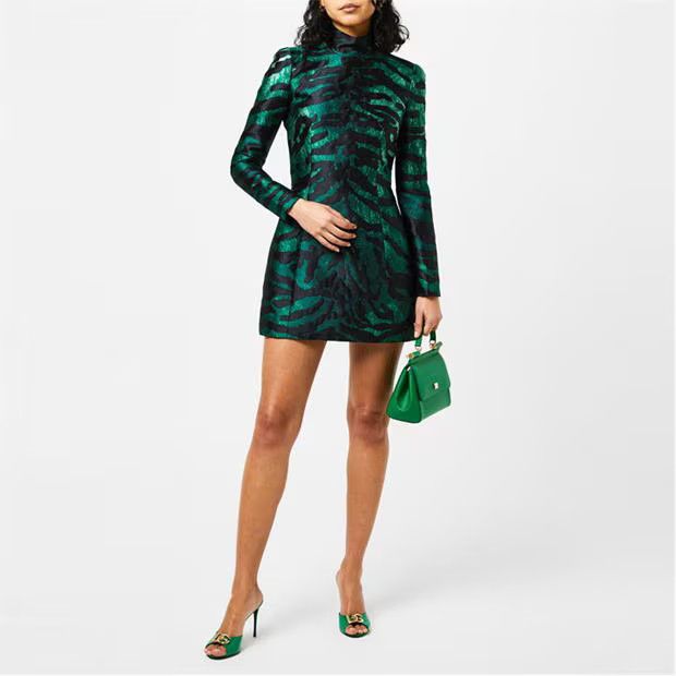 Dolce & Gabbana o1g2r1mq1024 Mini Dresses in Green & Nero Size XS / US 0-2 / IT 36-38 - 6 Thumbnail