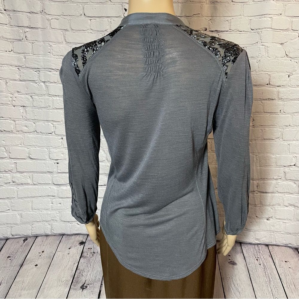 Anthropologie Anthropologie Kitsalano TINY Velvet Silk Blend Burnout Grey Size S / US 4 / IT 40 - 7 Thumbnail