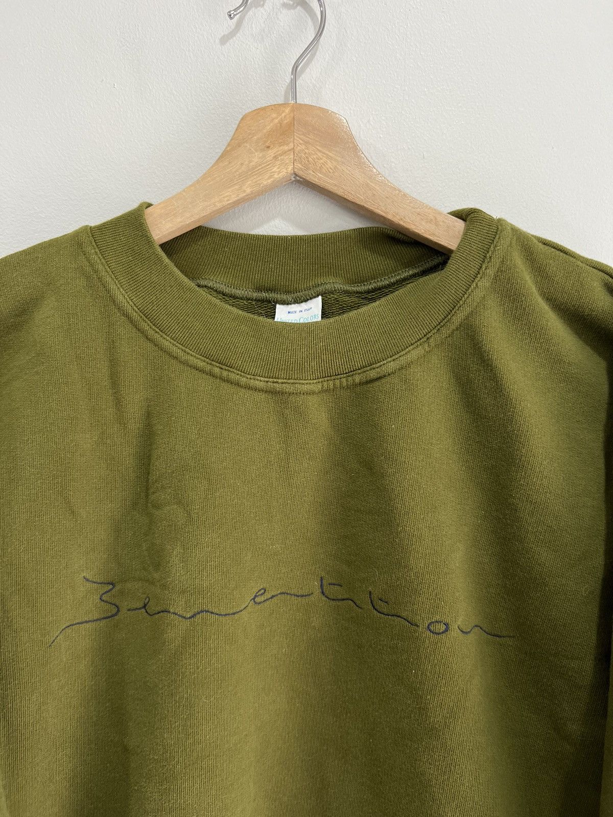 Benetton × Vintage Vintage Benetton Olive Green Sweater Spellout Size US XS / EU 42 / 0 - 5 Thumbnail