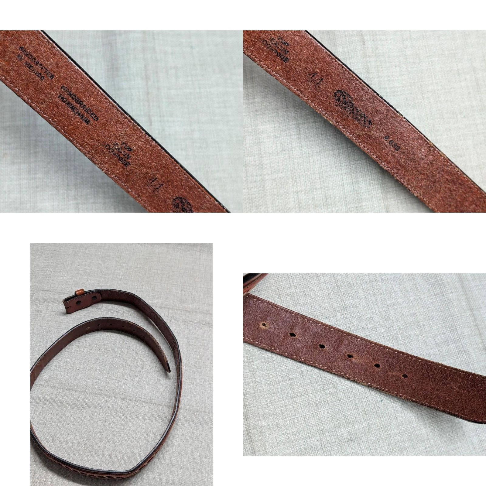 Vintage VINTAGE Nocona belt HORSE HAIR braided inset Western belt 1-1/2" 44 brown Mens Size 44 - 8 Thumbnail