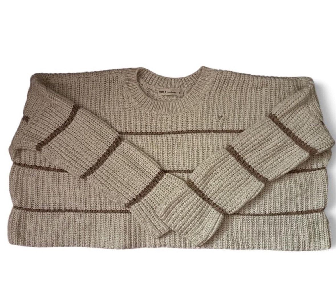 Other White & Brown Oversized Striped Sweater Size S / US 4 / IT 40 - 3 Thumbnail