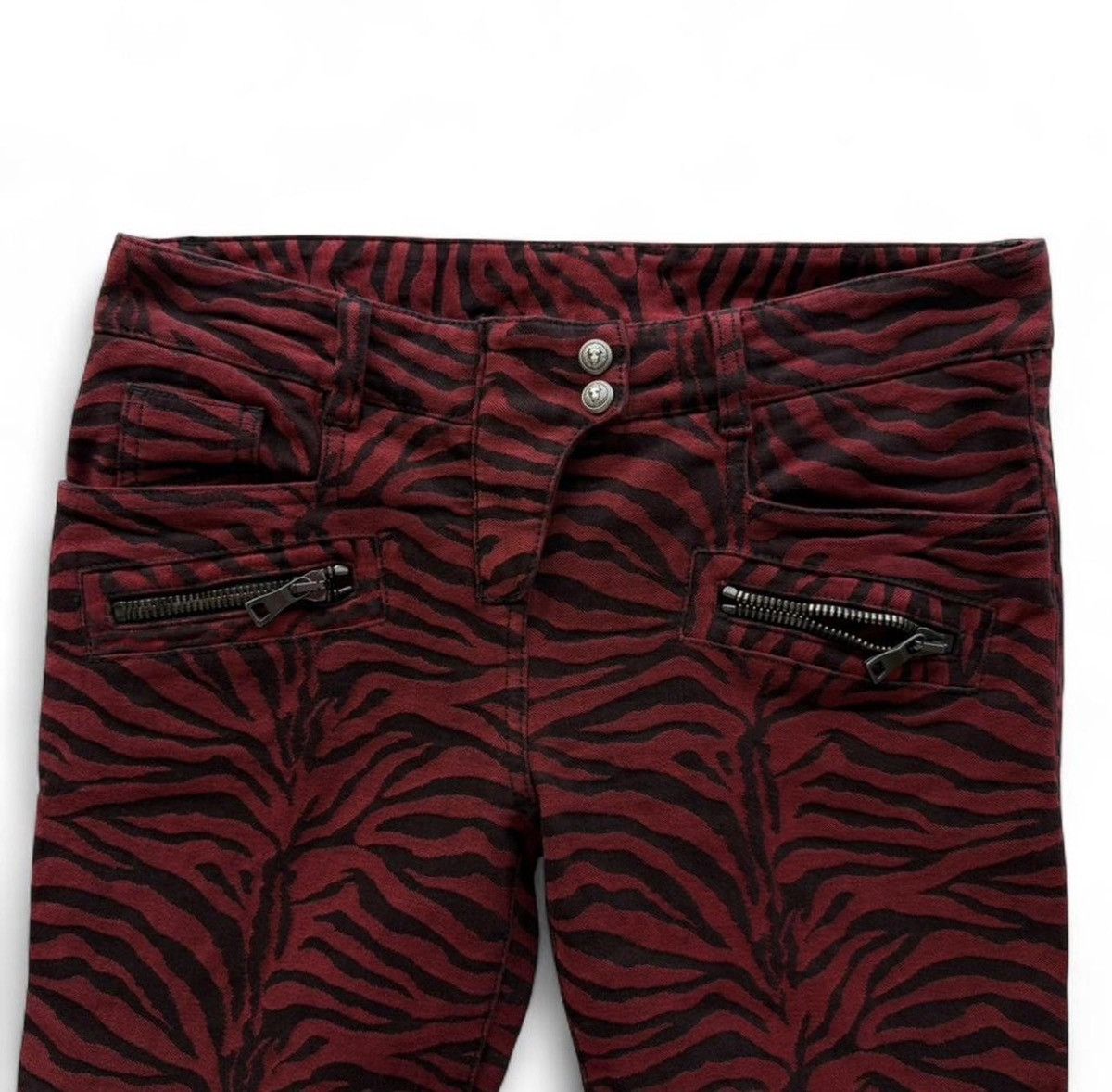 Balmain Balmain Decarnin Era Zebra Biker Jeans Red Size 40 Size 30" / US 8 / IT 44 - 7 Thumbnail