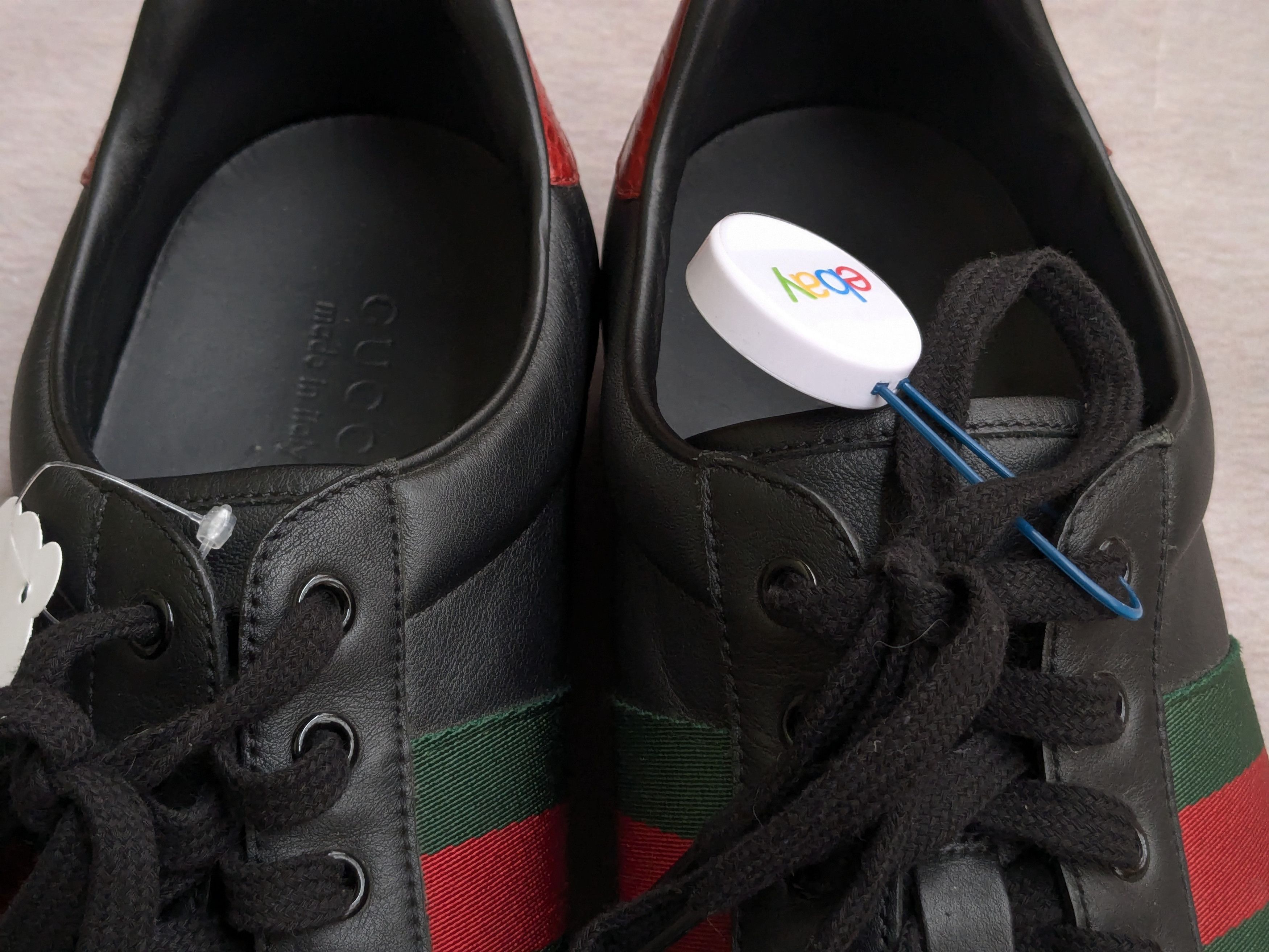 Gucci Gucci Ace Sneakers Black 12.5 Leather Low Tops Web Size US 12.5 / EU 45-46 - 4 Thumbnail