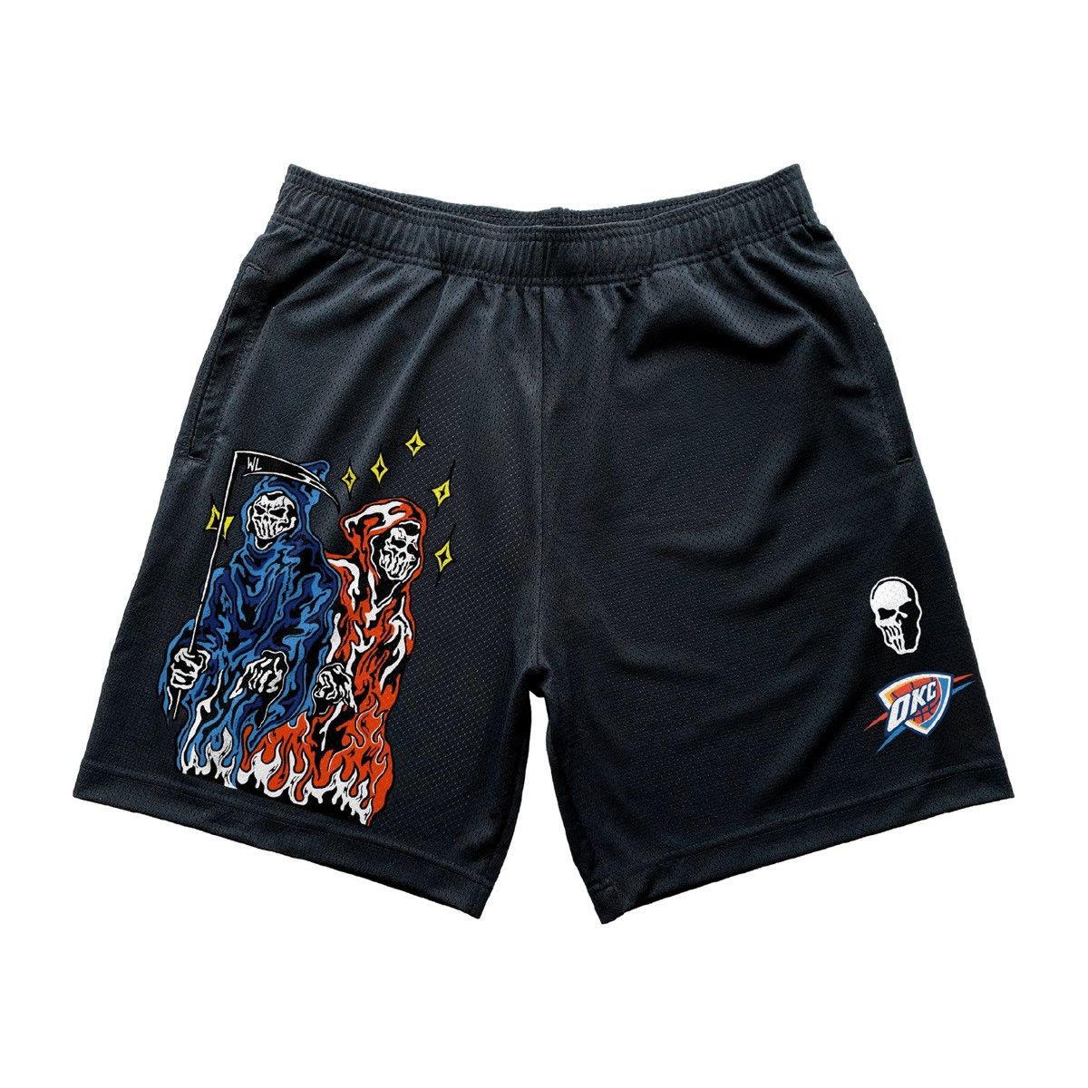 NBA × Warren Lotas 2025 WARREN LOTAS OKC THUNDER REAPER BLACK MESH SHORTS (M) Size US 32 / EU 48 - 1 Thumbnail