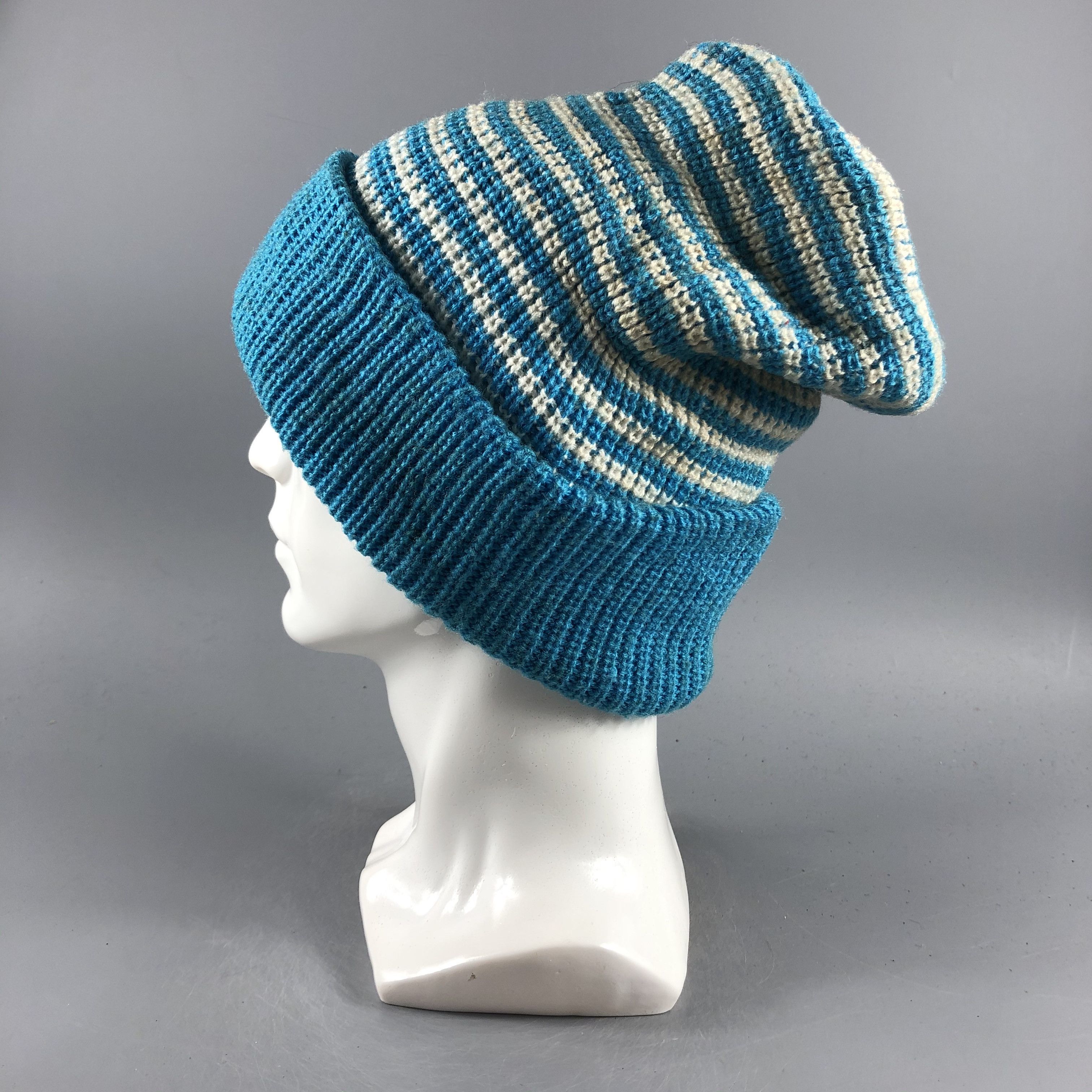 Japanese Brand × Vintage Unknown Stripe Ribbed Beanie Snow Hat Snow Cap -D490 Size ONE SIZE - 1 Thumbnail
