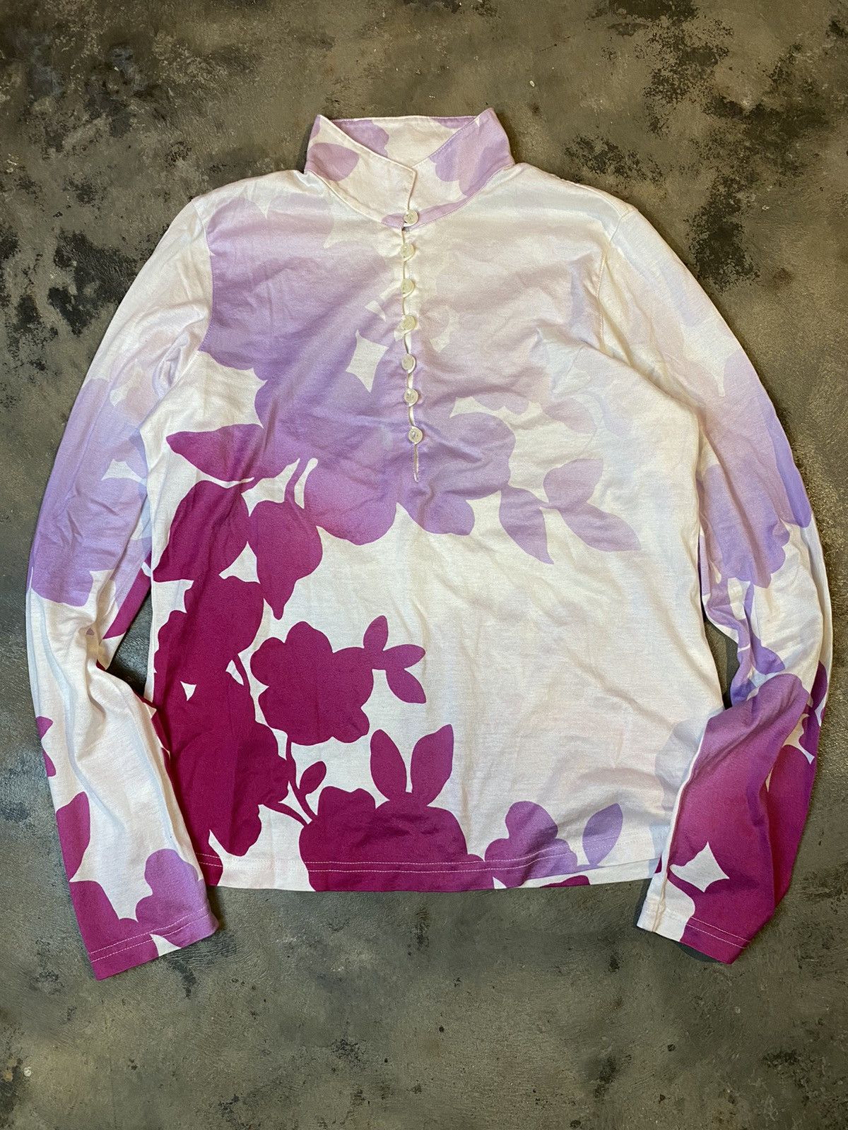 image of Art x Lanvin Vintage Lanvin Longsleeve Flower Botton Up in White, Women's (Size Small)