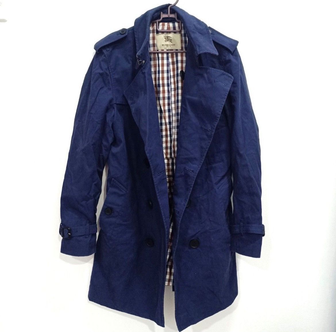 Burberry × Designer Burberry Brit Trench Coat Dark Blue Jacket Size US M / EU 48-50 / 2 - 1 Thumbnail
