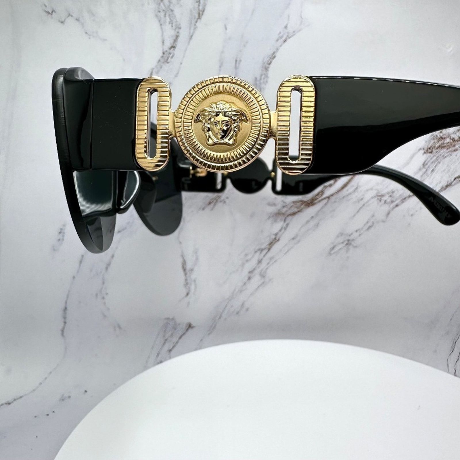 Versace New VERSACE Sunglasses Black Gold Shield Mask Medusa Logo Size ONE SIZE - 9 Thumbnail