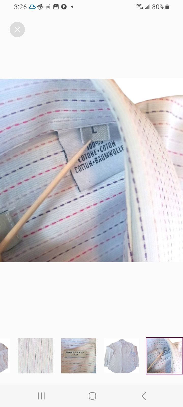 Other POGGIANTI 1958 Multithread Striped Long Sleeve Shirt Size US L / EU 52-54 / 3 - 5 Thumbnail