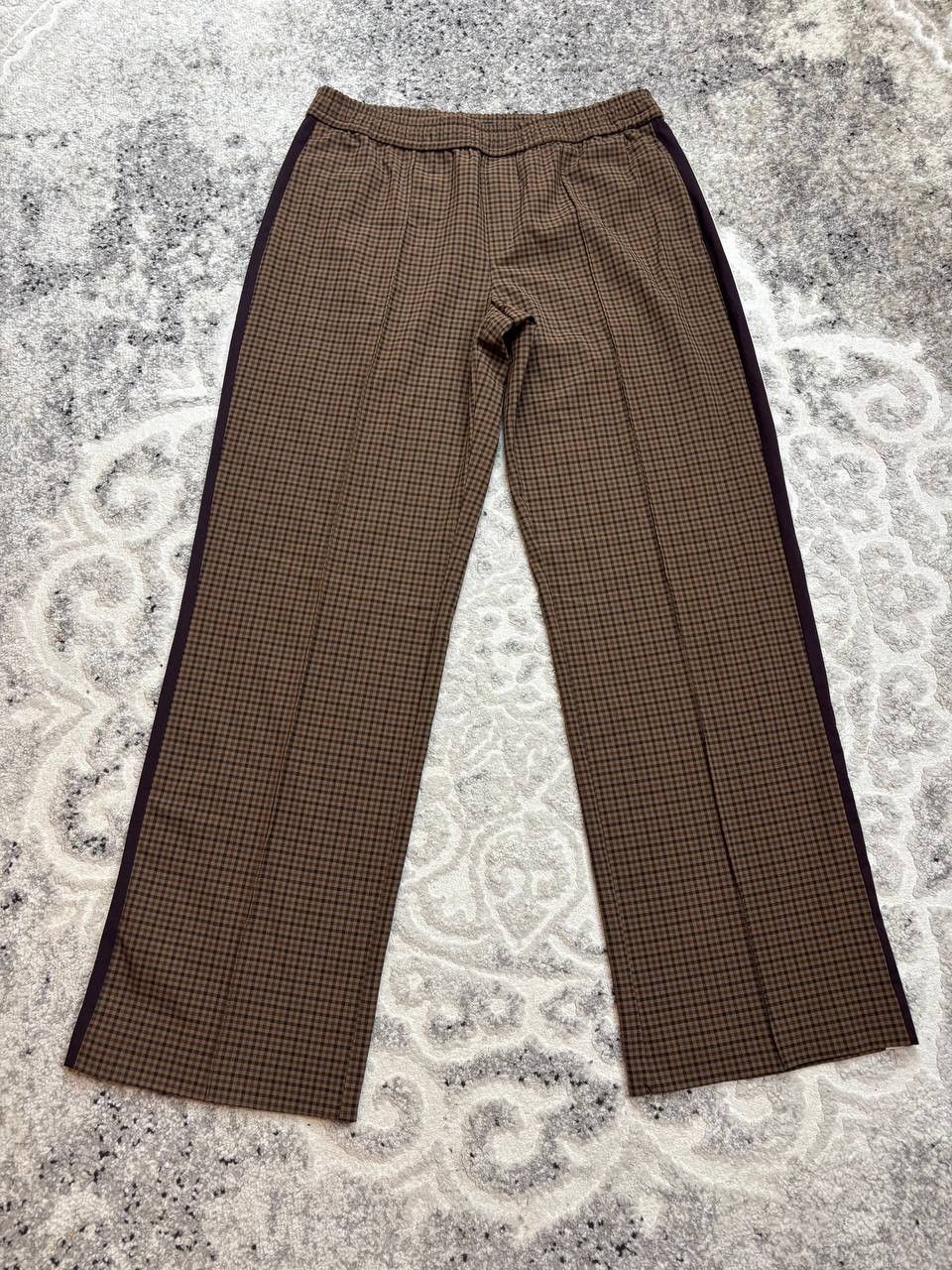 Zara Zara Gingham Wide Leg Track Pants Brown Plaid Side Stripe L Size 34" / US 12 / IT 48 - 4 Thumbnail