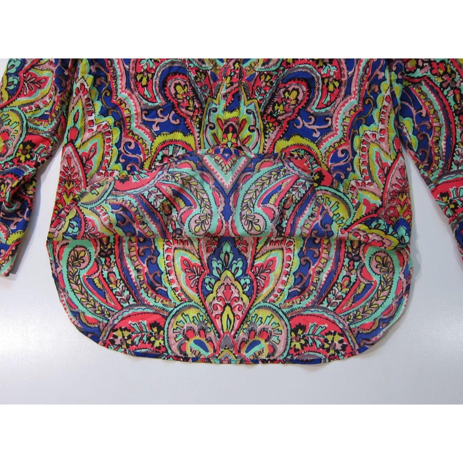 Talbots Talbots Blouse Women Small Green Retro Floral Long Sleeve V-Neck Top Size S / US 4 / IT 40 - 5 Thumbnail