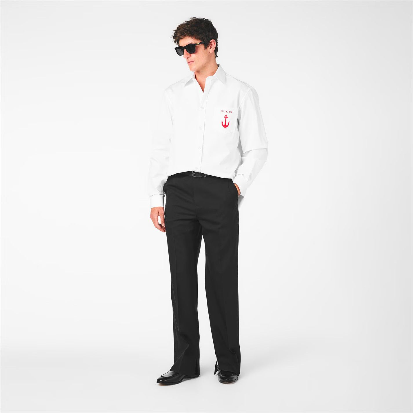 Gucci o1g2r1mq0426 Long Sleeve Tailored Fit Shirt in White Size US M / EU 48-50 / 2 - 6 Thumbnail