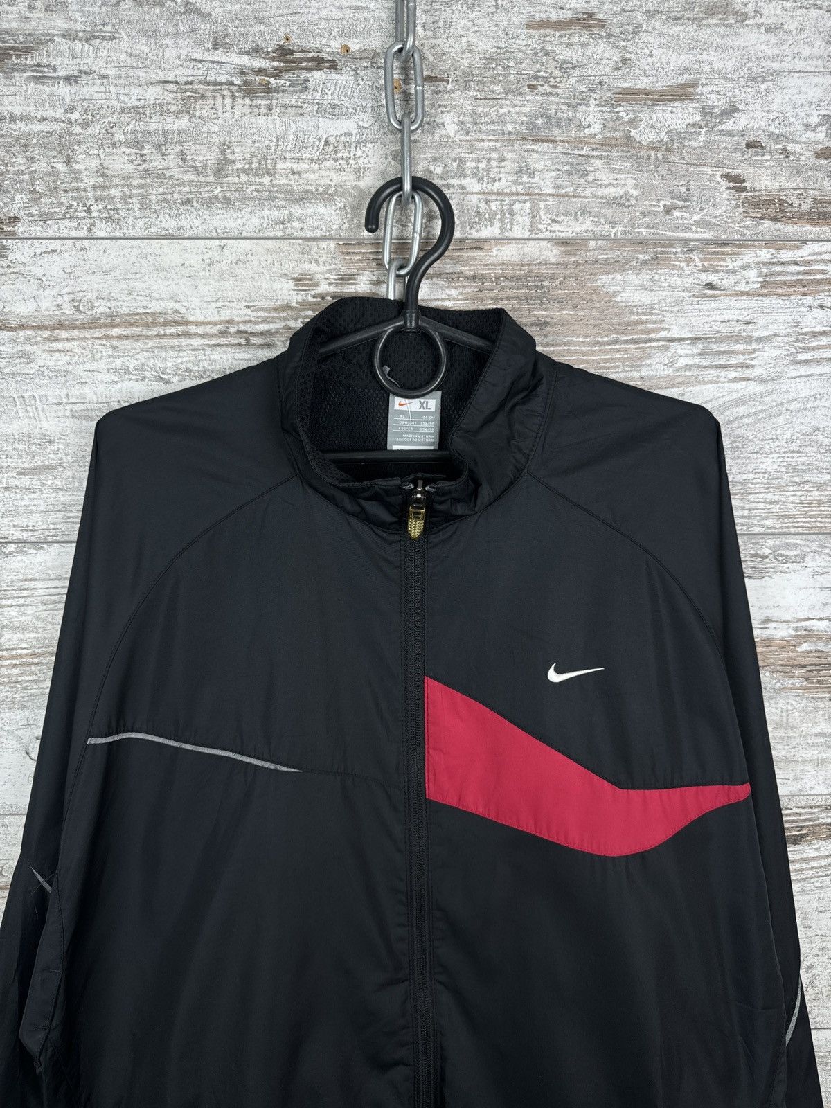 Mens Vintage Nike track jacket black swoosh y2k drill rare