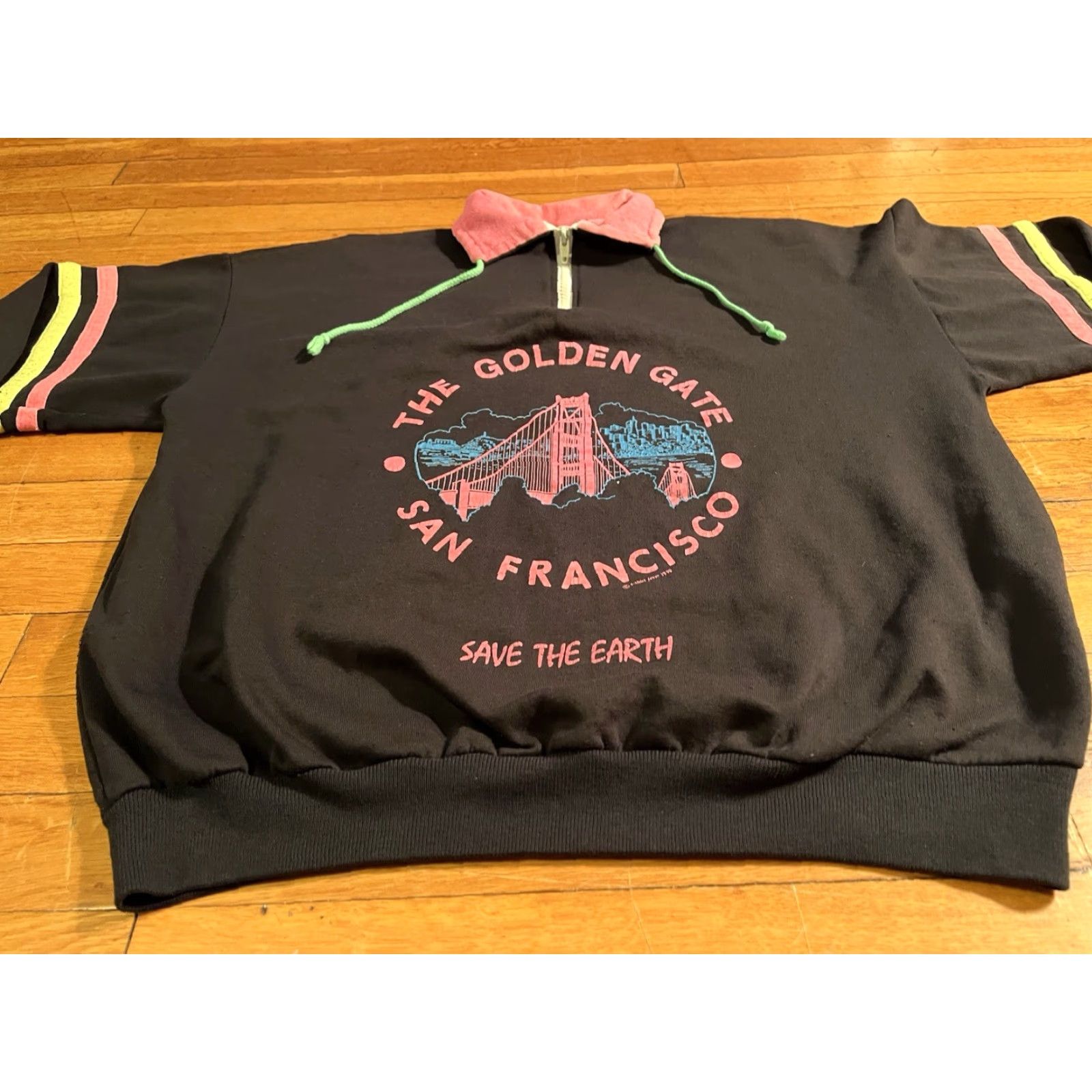 Vintage VINTAGE San Francisco Golden Gate Bridge Save the Earth Sweater L Black 1990 Size US L / EU 52-54 / 3 - 2 Thumbnail