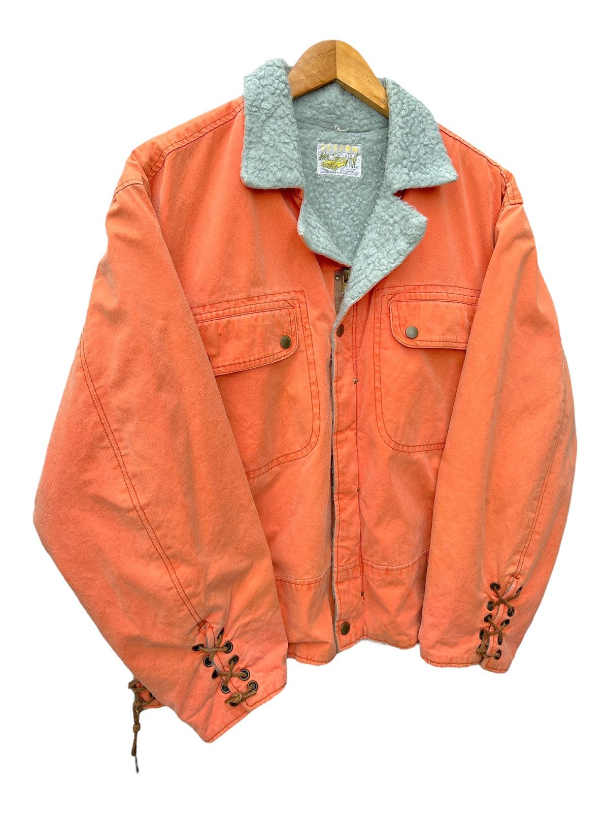 Vintage 90s 45RPM Sunfaded Orange Baggy Boxy Detroid Jacket