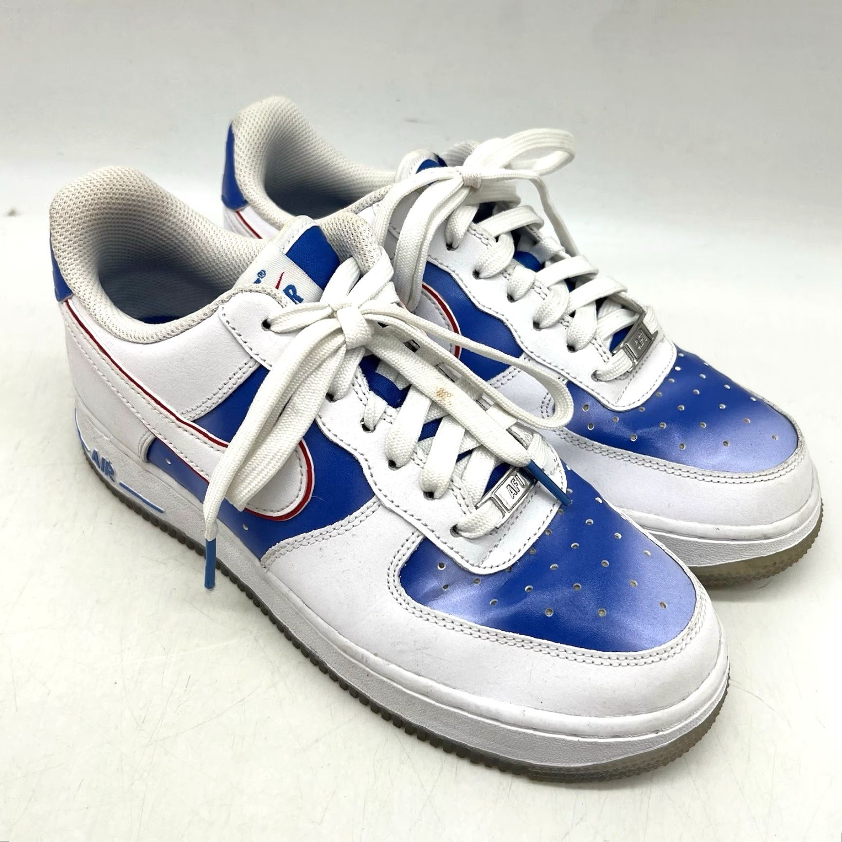 Nike Nike Air Force 1 Low New Jersey Nets Hardwood Classics Men M 7 / W 9 White Leather Sneaker Classic Nike Air Force 1 Mens Shoes 2020-Now Size US M / EU 48-50 / 2 - 4 Thumbnail