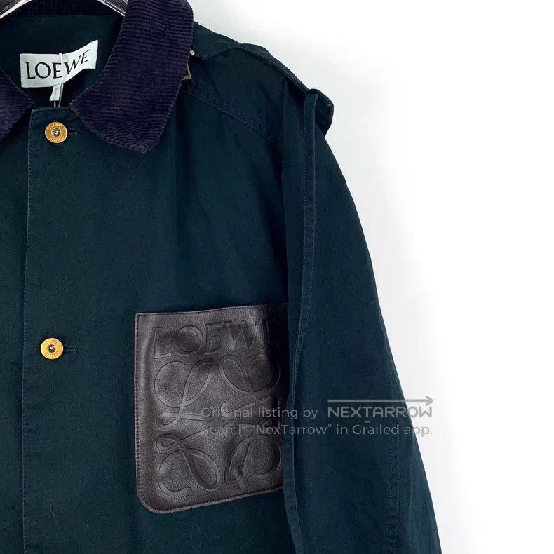Loewe Loewe Olive Green Logo Leather Patch Embossed Cotton Hoode Size US M / EU 48-50 / 2 - 3 Thumbnail