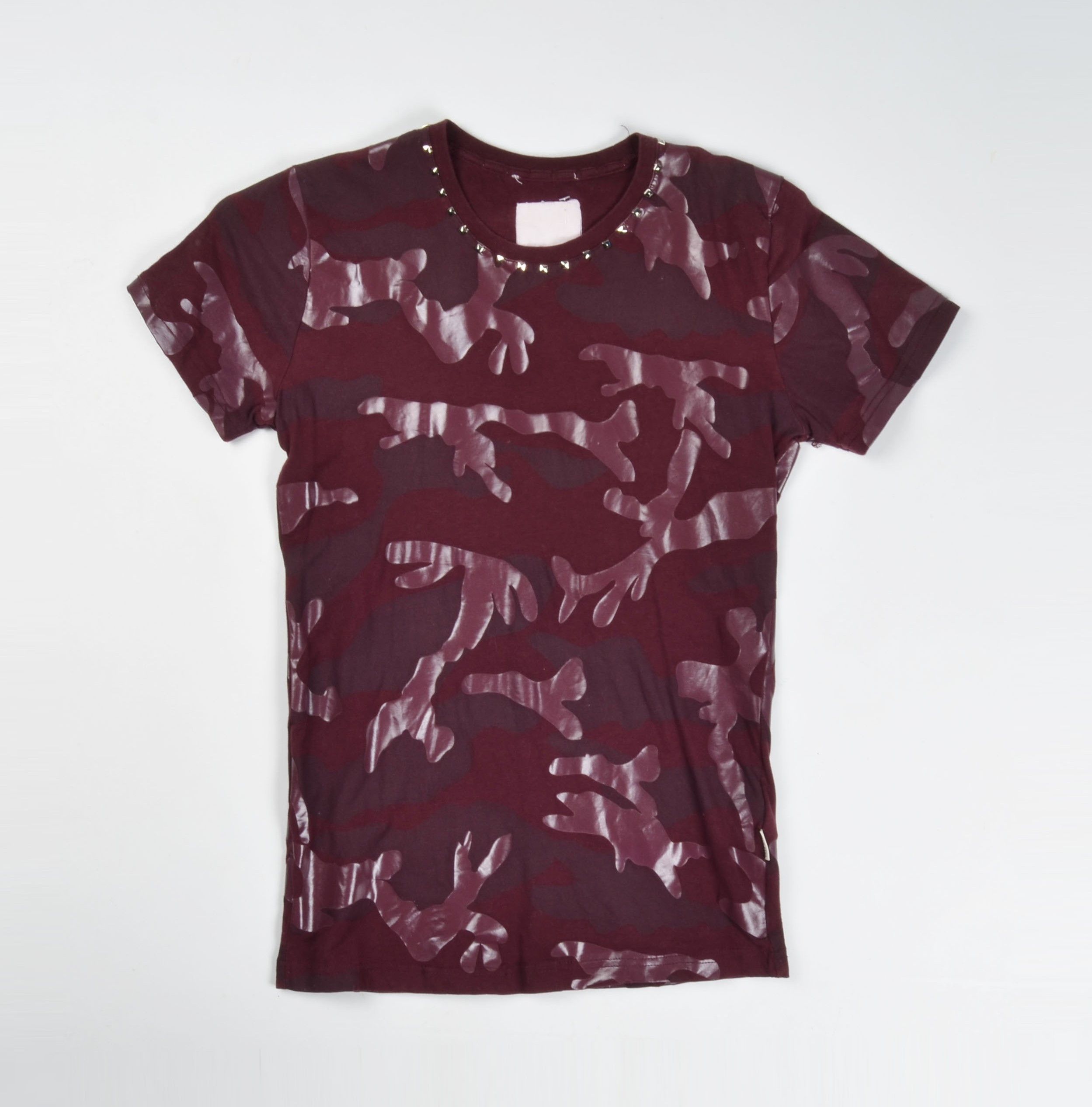 Valentino Valentino Burgundy Camo SS19 Short Sleeve Grunge T-shirt Size S / US 4 / IT 40 - 4 Thumbnail