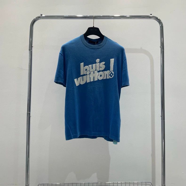 Louis Vuitton Louis Vuitton Blue Knit Logo Short Sleeve T-shirt Size US M / EU 48-50 / 2 - 2 Thumbnail