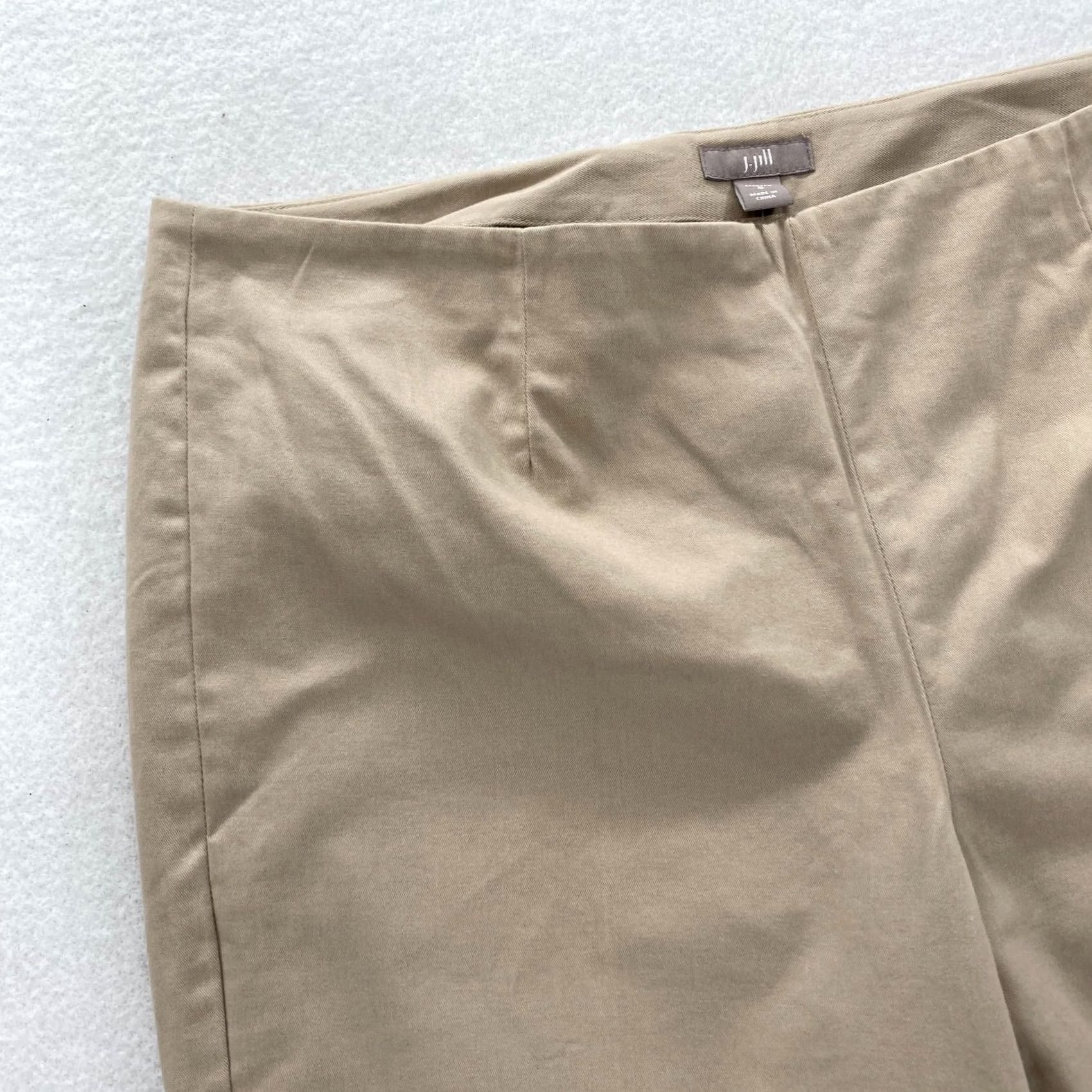 J. Jill J. Jill Ankle Pants Women's 8 Khaki Beige Stretch Fabric Side Zip Chino Low Rise Size 30" / US 8 / IT 44 - 3 Thumbnail