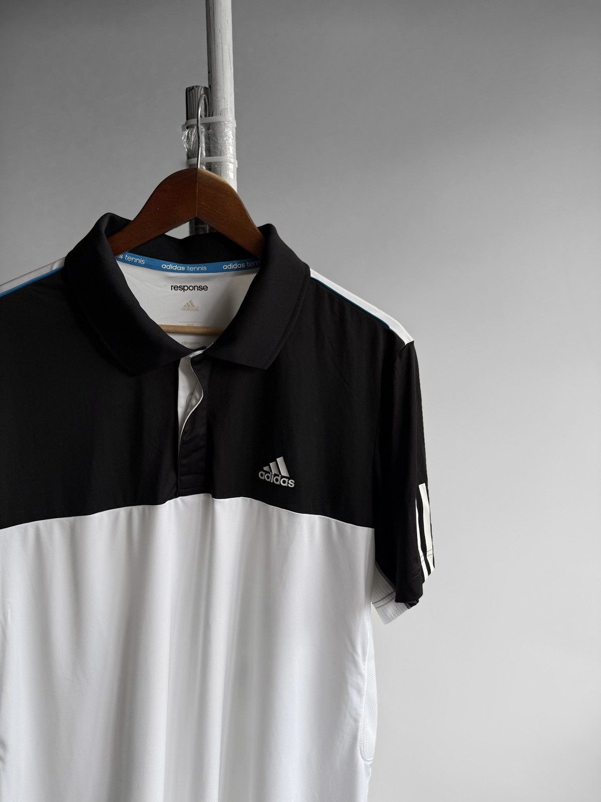 Adidas Adidas Tennis Mens Black White Response 3 Stripe Polo Shirt Size US XXL / EU 58 / 5 - 4 Thumbnail