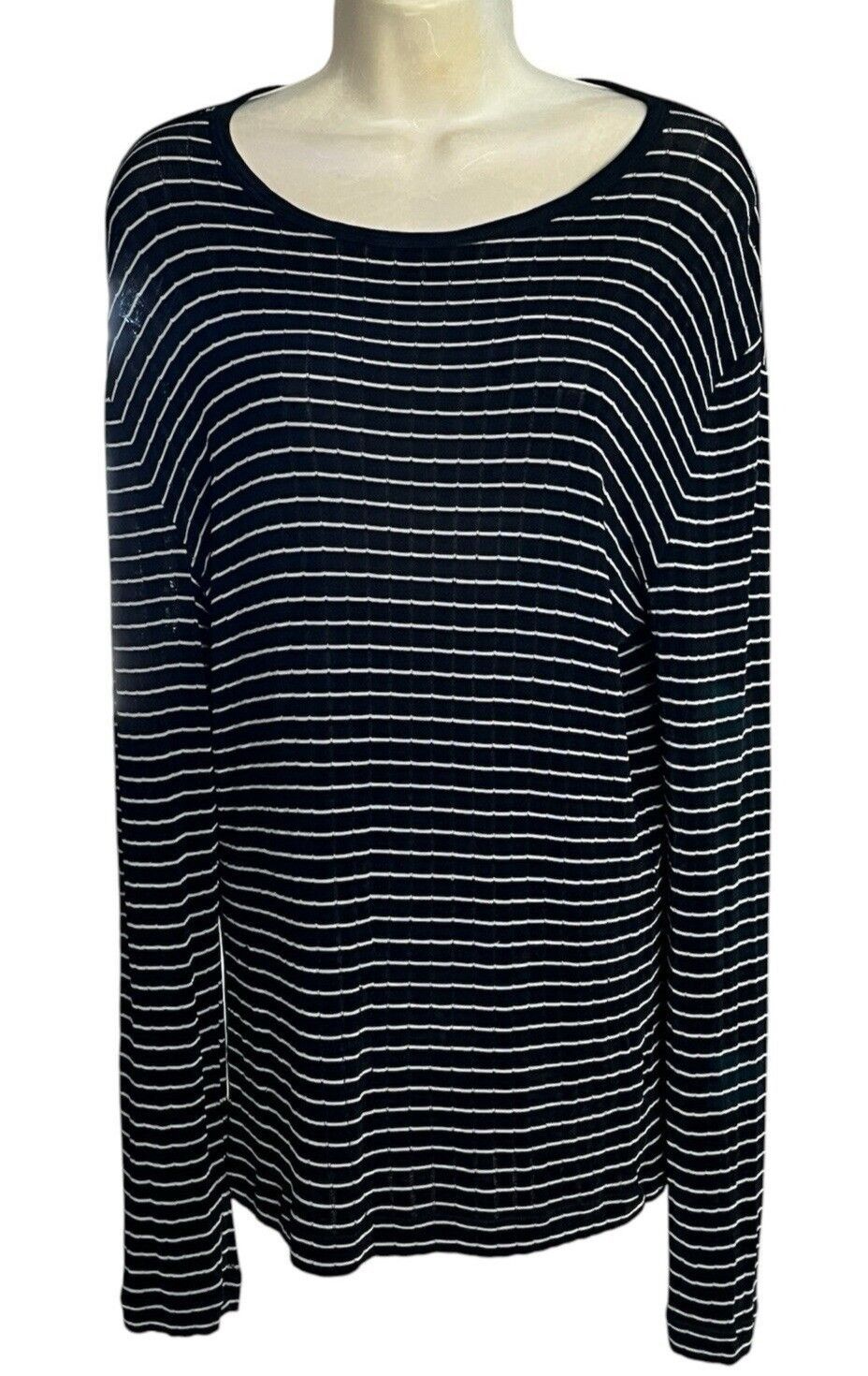 Giorgio Armani GIORGIO ARMANI Striped Stretch Long Sleeve Top Size S / US 4 / IT 40 - 1 Thumbnail