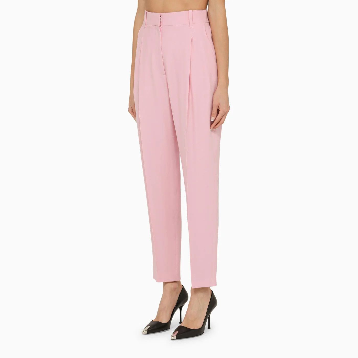 Alexander McQueen o1d2blof0426 Regular Trousers With Pleats in Pink Size 27" / US 4 / IT 40 - 3 Thumbnail