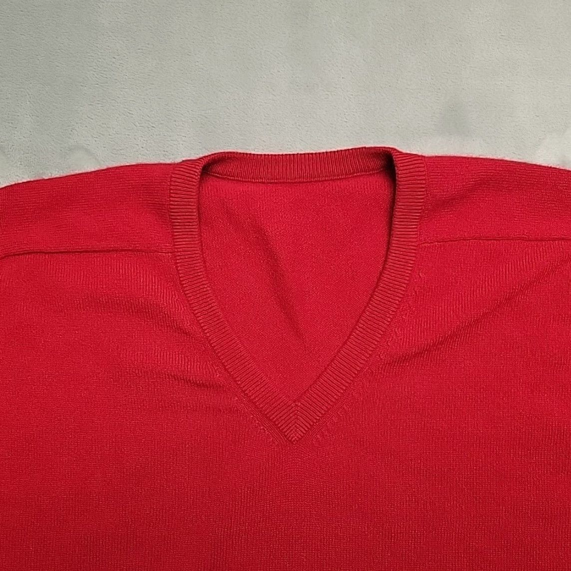 Lands' End Lands' End Sweater Mens XL Red 100% Wool Pullover V-neck Classic Knit Crew Neck Casual Long Sleeve Solid Pattern Mens Size US XL / EU 56 / 4 - 4 Thumbnail