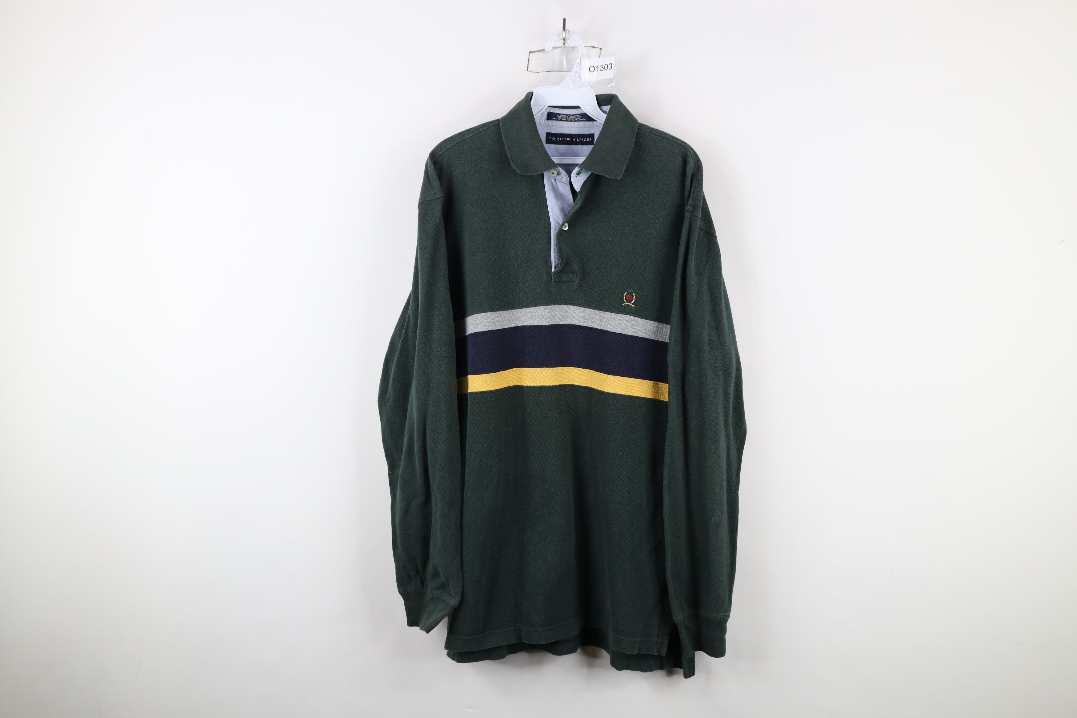 Tommy Hilfiger × Vintage Vintage Tommy Hilfiger Striped Block Long Sleeve Rugby Polo Size US M / EU 48-50 / 2 - 1 Thumbnail