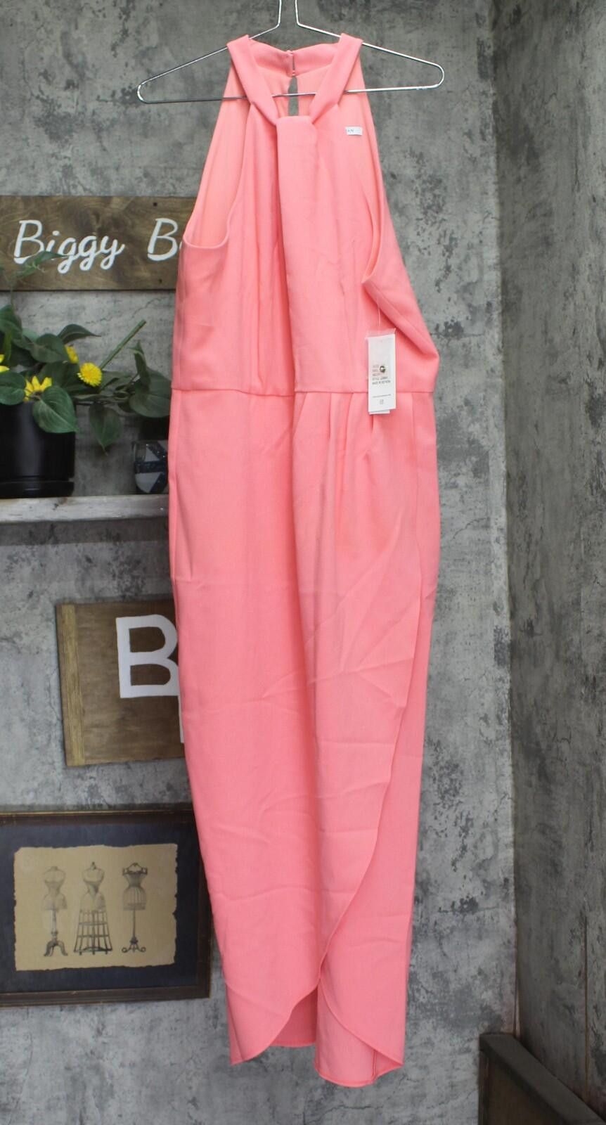 Other Julia Jordan Womens Midi Halter Dress Jj38691 Melon Pink 14 Size XL / US 12-14 / IT 48-50 - 1 Thumbnail