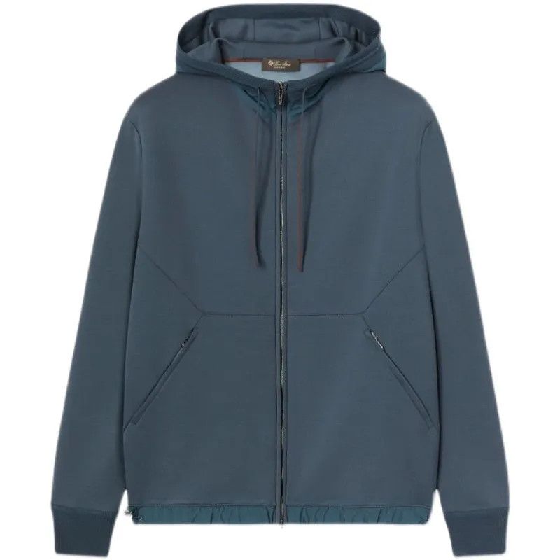 image of Loro Piana O1Loc1C0124 Hooded Bomber Jacket In Blue, Men's (Size Small)