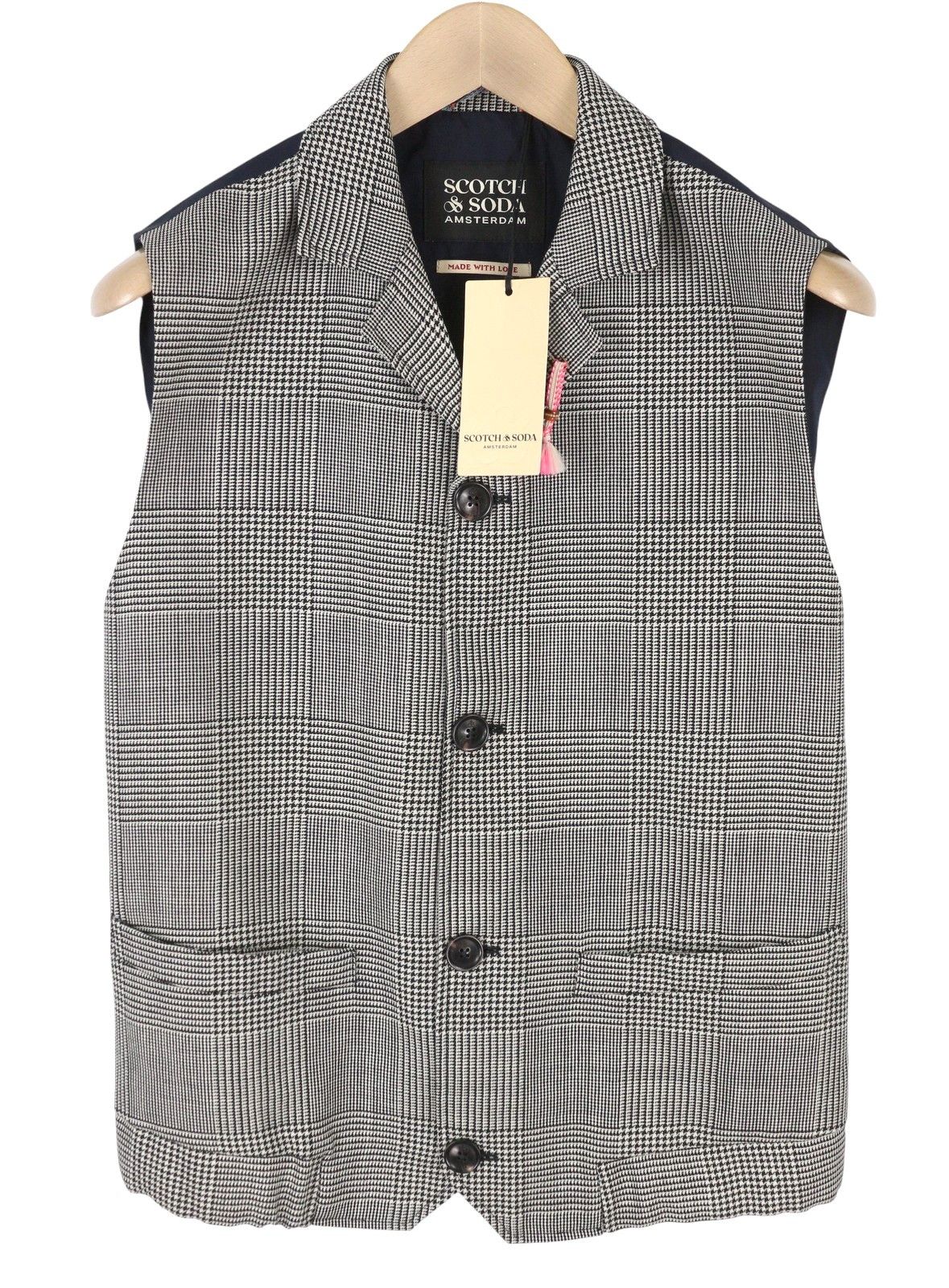 Scotch & Soda M Houndstooth Notch Lapel Vest 88538 Size 38R - 1 Thumbnail