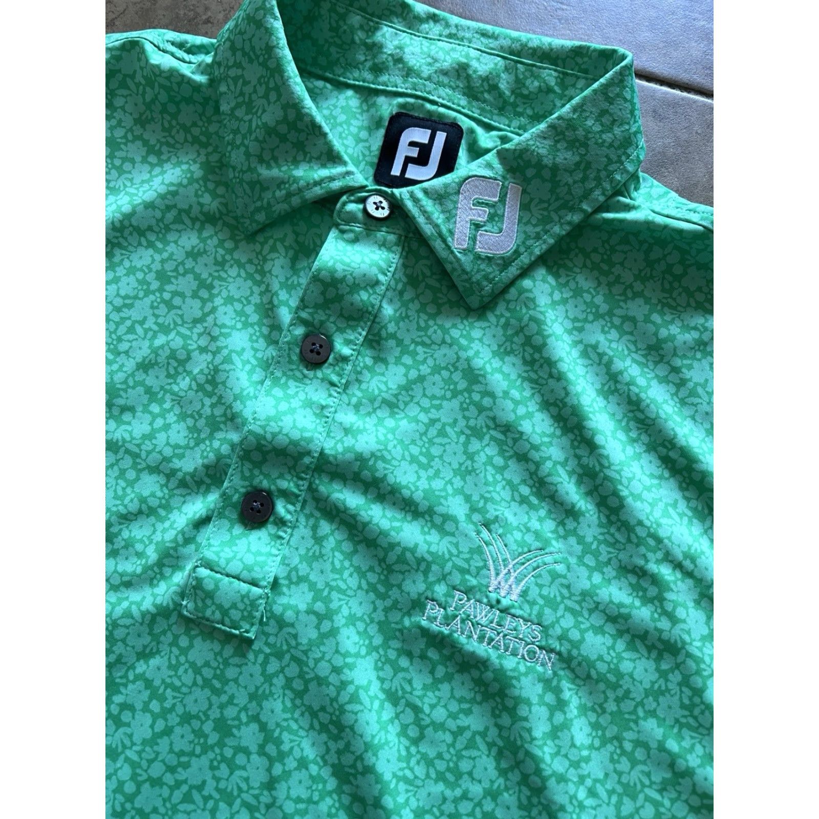 Footjoy FootJoy Polo L Green Flower All Over Print Golf Polo Mens Size US L / EU 52-54 / 3 - 2 Thumbnail