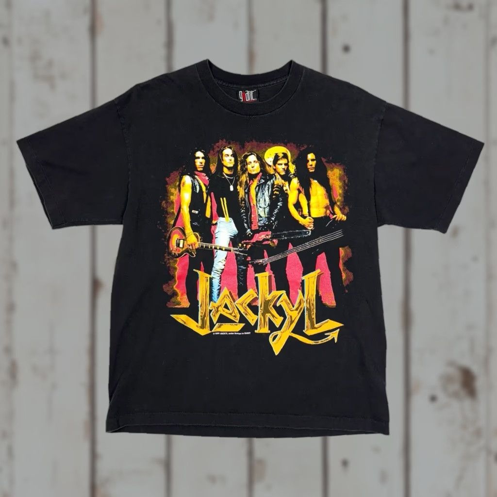 Vintage VINTAGE Giant T-Shirt Rock 90s 80s Jackyl Jackl Hair Metal Double-Sided Black XL Mens T-Shirt Size US XL / EU 56 / 4 - 1 Thumbnail