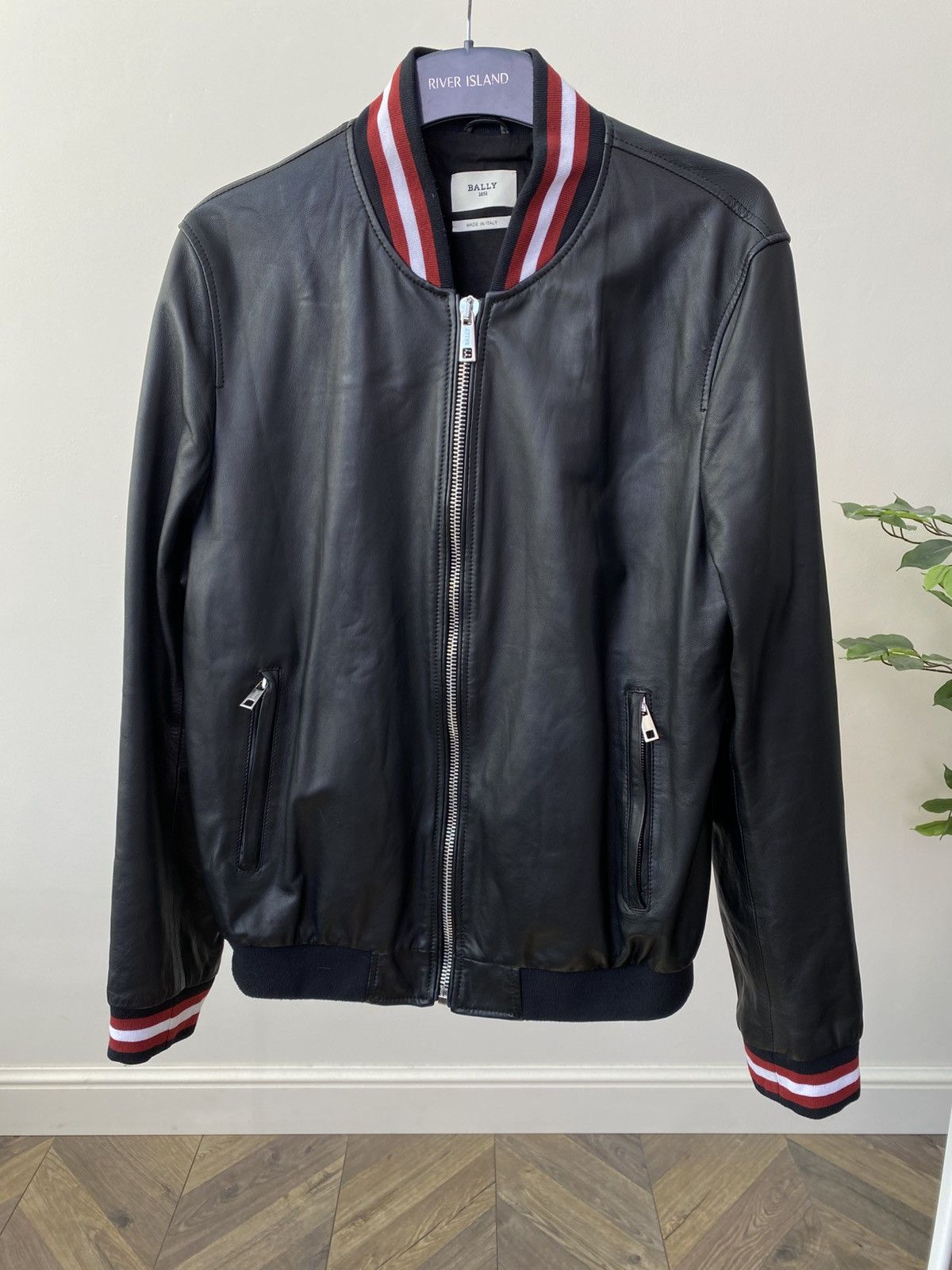 Bally Bally Men’s Black Leather Bomber Jacket Full Zip Size US M / EU 48-50 / 2 - 2 Thumbnail