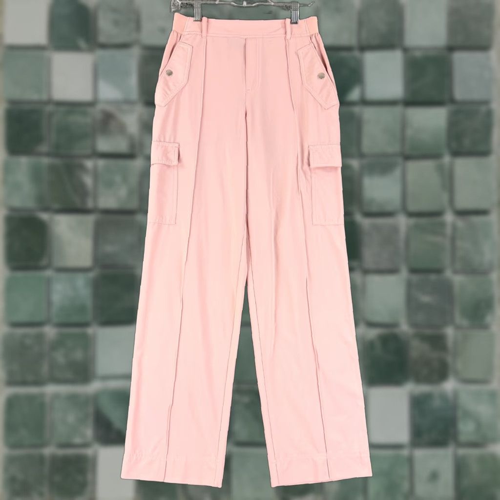 Athleta Athleta Vienna Cargo Pant Womens Pink Wide Leg High-Rise Lightweight Size 6 Size 28" / US 6 / IT 42 - 1 Thumbnail