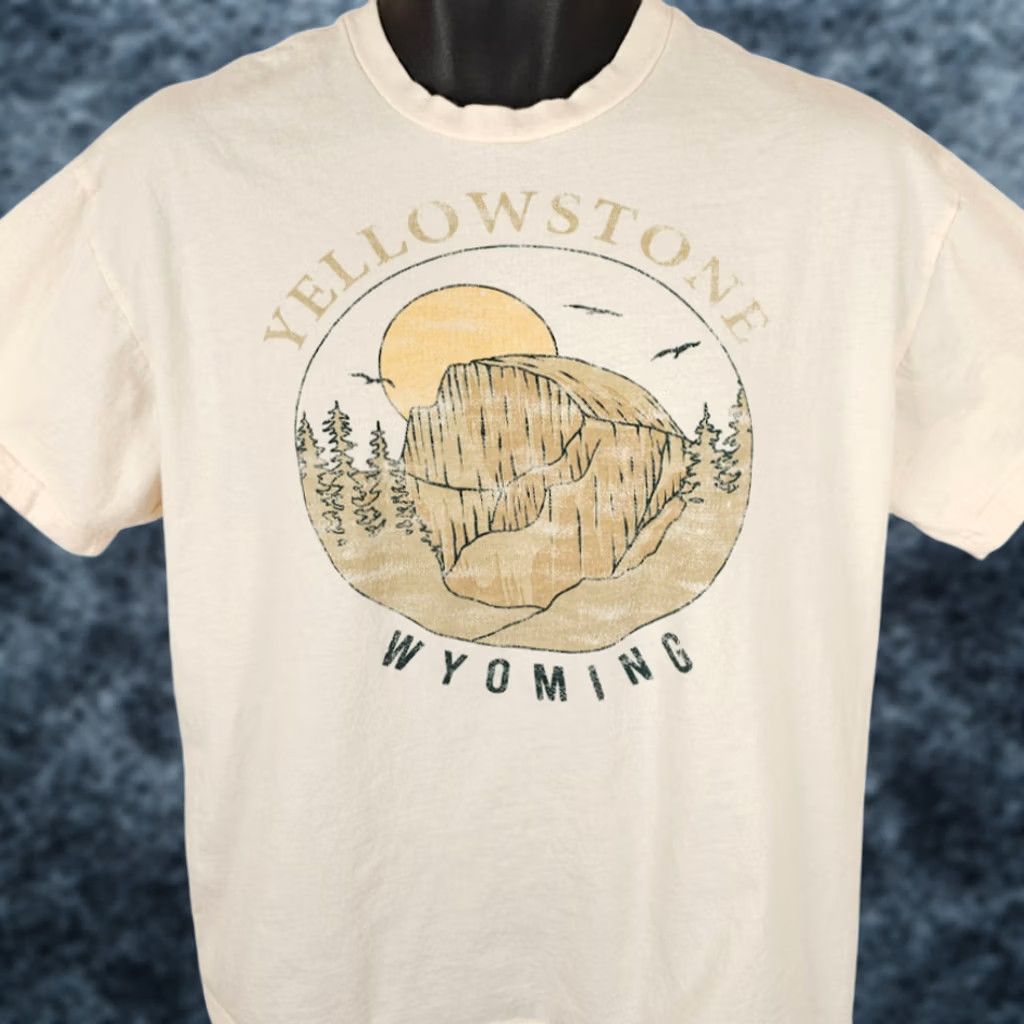 Vintage Yellowstone National Park T Shirt Mens Size Small Cream Wyoming Travel Tee Size US S / EU 44-46 / 1 - 1 Thumbnail