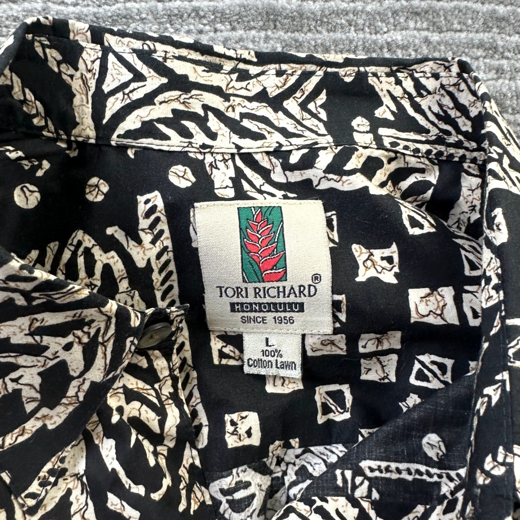 Tori Richard Tori Richard Shirt Mens Large Black Geometric Button Up Size US L / EU 52-54 / 3 - 6 Thumbnail