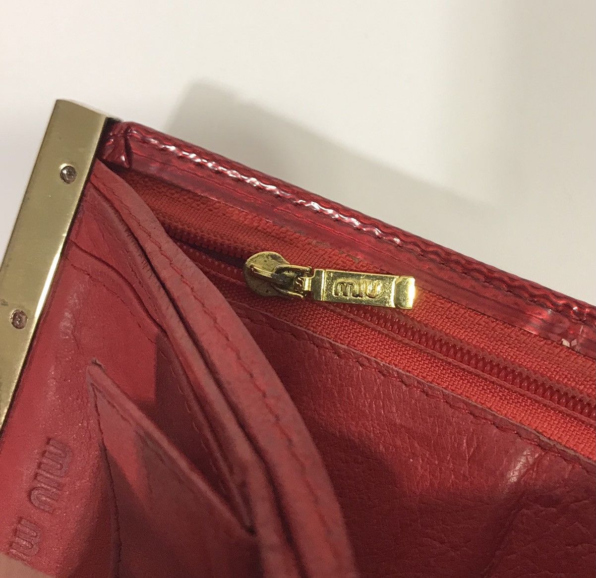 Miu Miu Miu Miu Patent Leather Wallet Red Size ONE SIZE - 7 Thumbnail