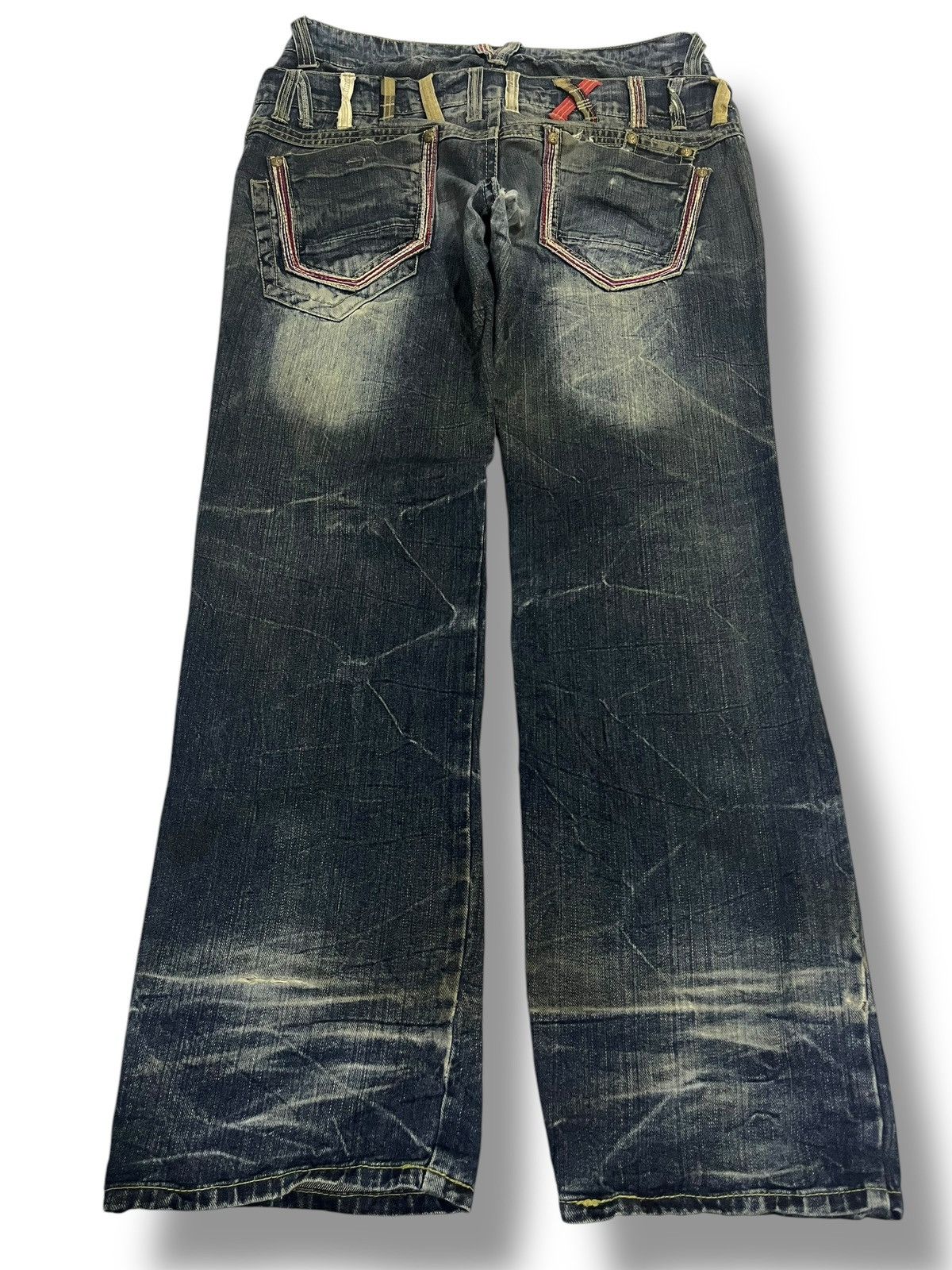 If Six Was Nine SICK💥 VINTAGE SORRIDERE DOUBLE WAIST MUD WASH DENIM Size US 35 - 8 Thumbnail