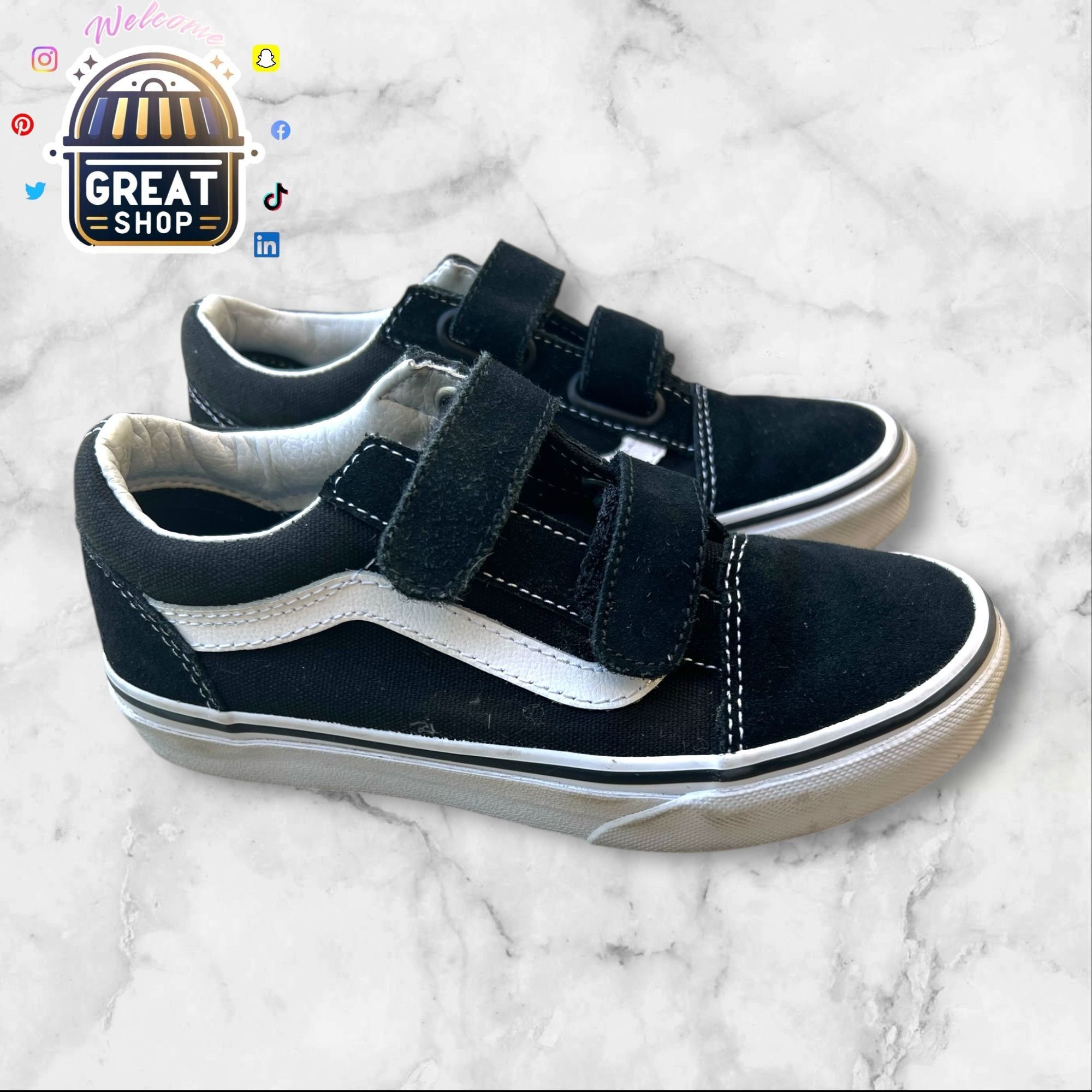 Vans Vans Kids Size 1 Black & White Old Skool Velcro Sneakers Ska Size US 5 / EU 37 - 6 Thumbnail
