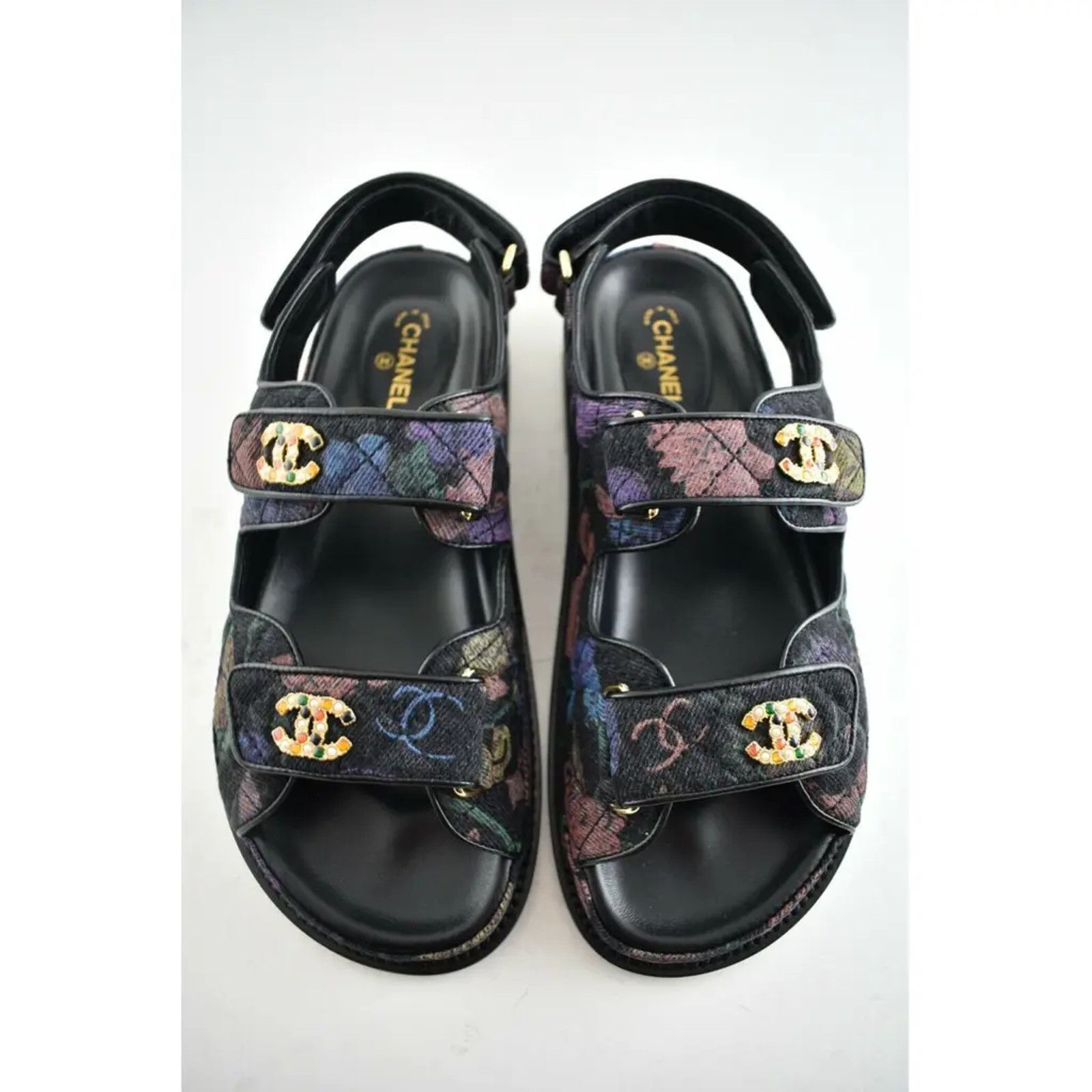 Chanel Chanel 21A Black Denim Graffiti CC Logo Mule Slide Strap Size US 11.5 / IT 41.5 - 4 Thumbnail