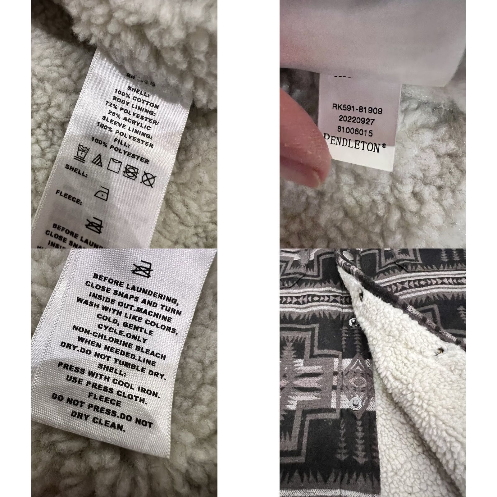 Pendleton VINTAGE Pendleton Shirt/Jacket Mens 2XL Harding Charcoal Sherpa Lined Cotton Snap Button Winter Fall Spring Casual Workwear Travel Party/Cocktail Mens Size US XXL / EU 58 / 5 - 10 Thumbnail