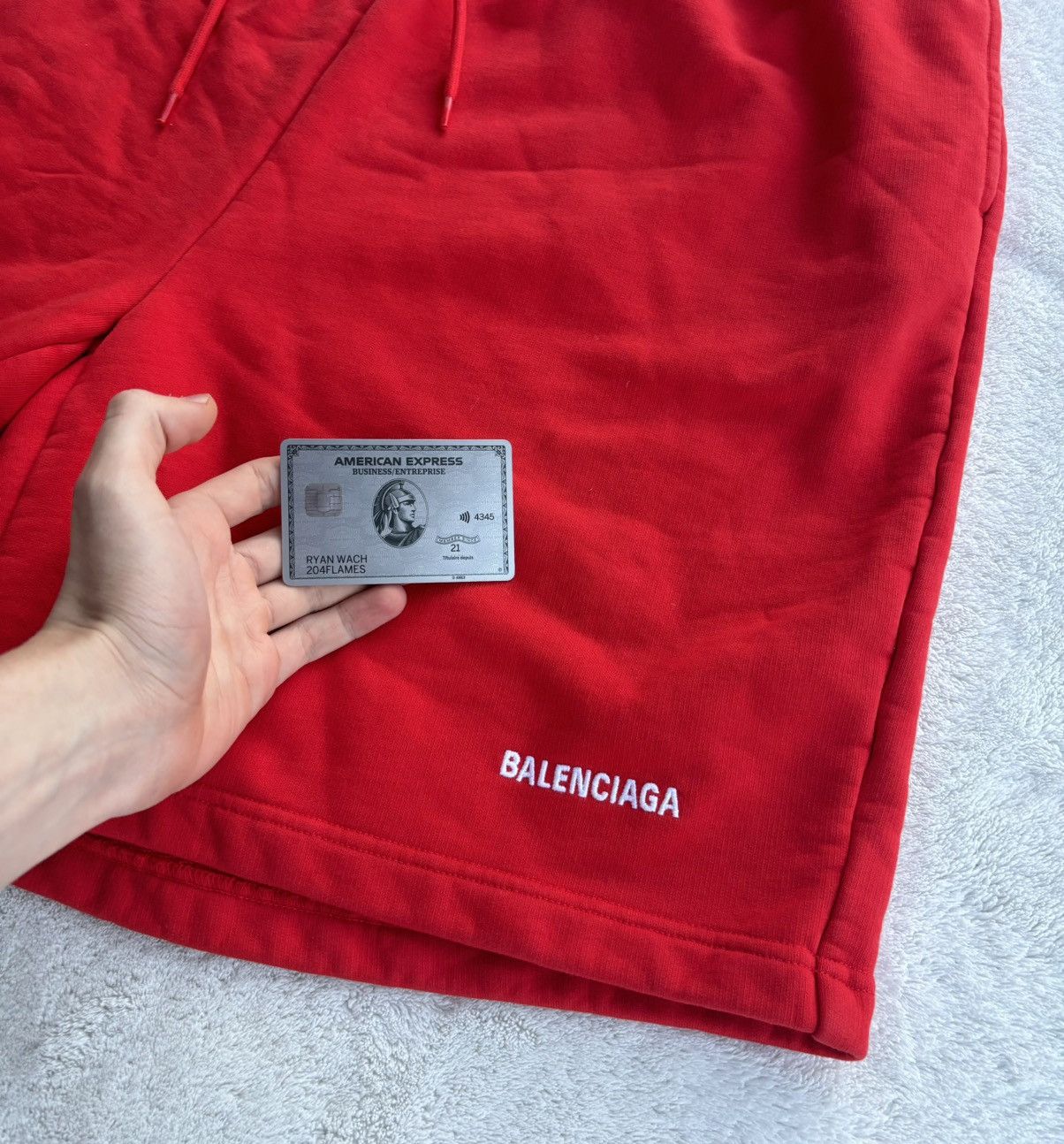 Balenciaga Balenciaga Red Cotton Logo Sweat Shorts Size US 36 / EU 52 - 2 Thumbnail