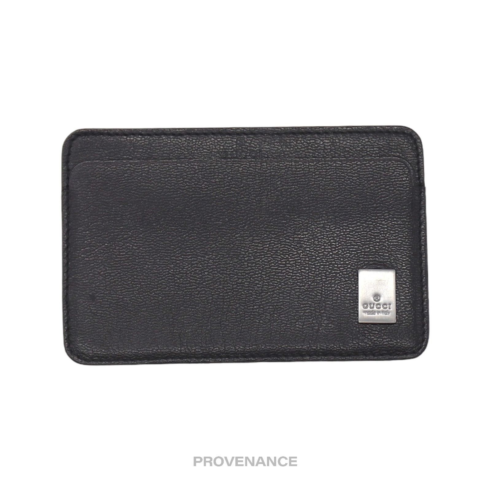 Gucci 🔴 Gucci Placard Logo Card Holder Wallet - Black Leather Size ONE SIZE - 1 Thumbnail